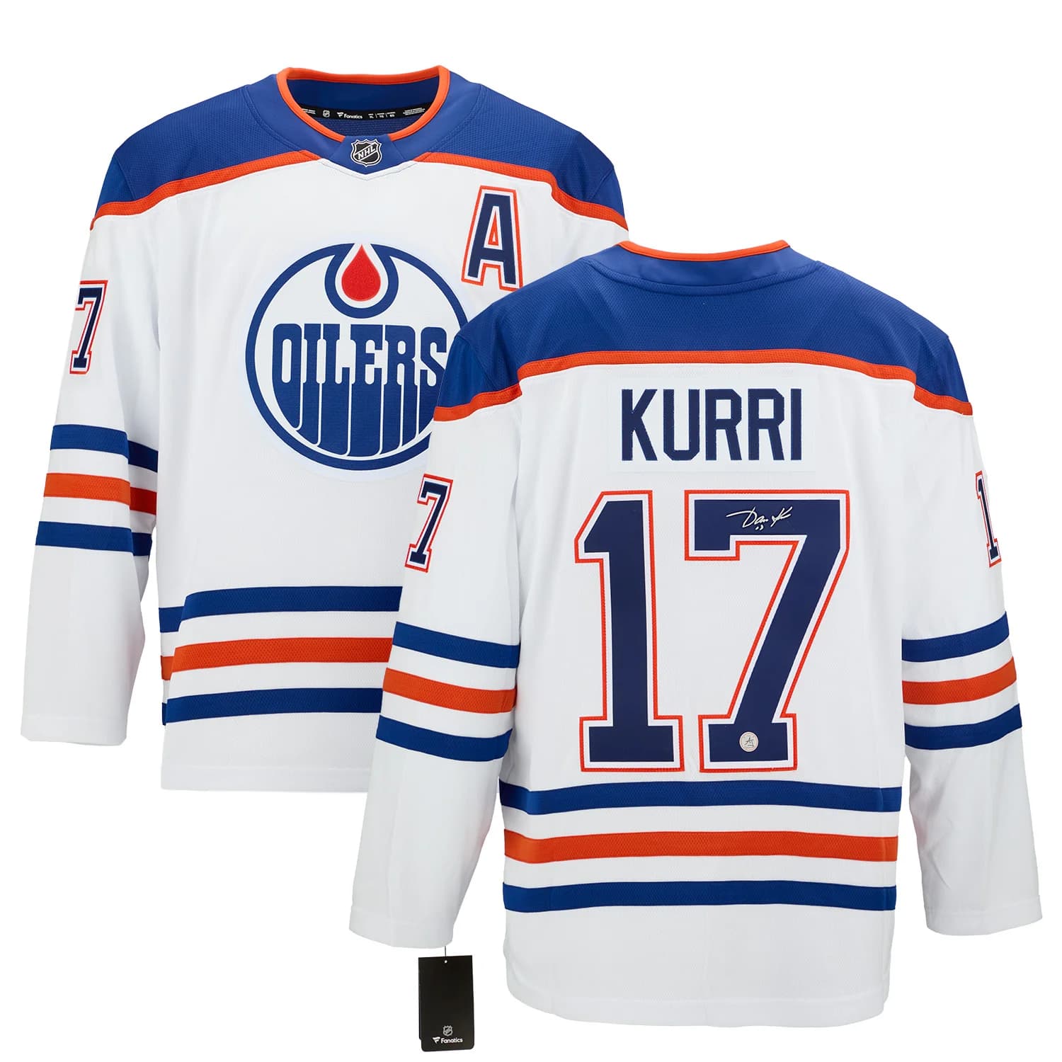 Jari Kurri Signed Edmonton Oilers White Fanatics Breakaway Jersey Jari Kurri Jersey white-breakaway, Edmonton Oilers, view 3, supplier stock photo