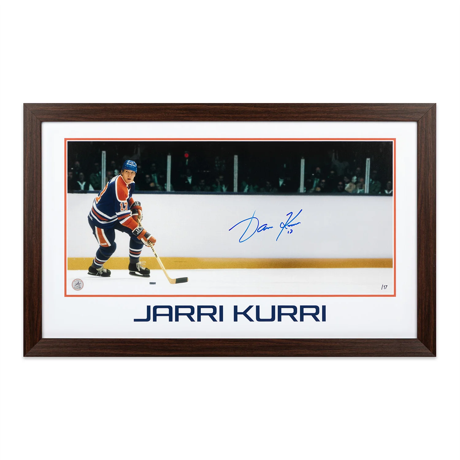 Jari Kurri Edmonton Oilers Prominent Signature 16x26 Frame #/17 Jari Kurri Other 16x26-prominent-frame-17, Edmonton Oilers, supplier stock photo
