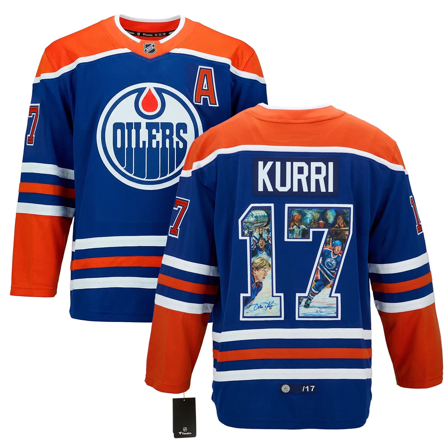 Jari Kurri Autographed Edmonton Oilers Impressionist Art Jersey #/17 Jari Kurri Jersey jari-kurri-impressionist-art-17, Edmonton Oilers, view 3, supplier stock photo