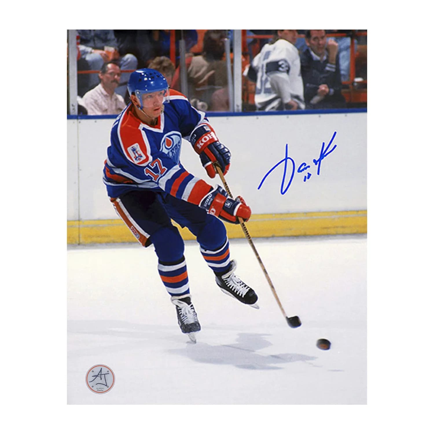 Jari Kurri Autographed Edmonton Oilers Playmaker 8x10 Photo Jari Kurri Photo 8x10-playmaker, Edmonton Oilers, supplier stock photo