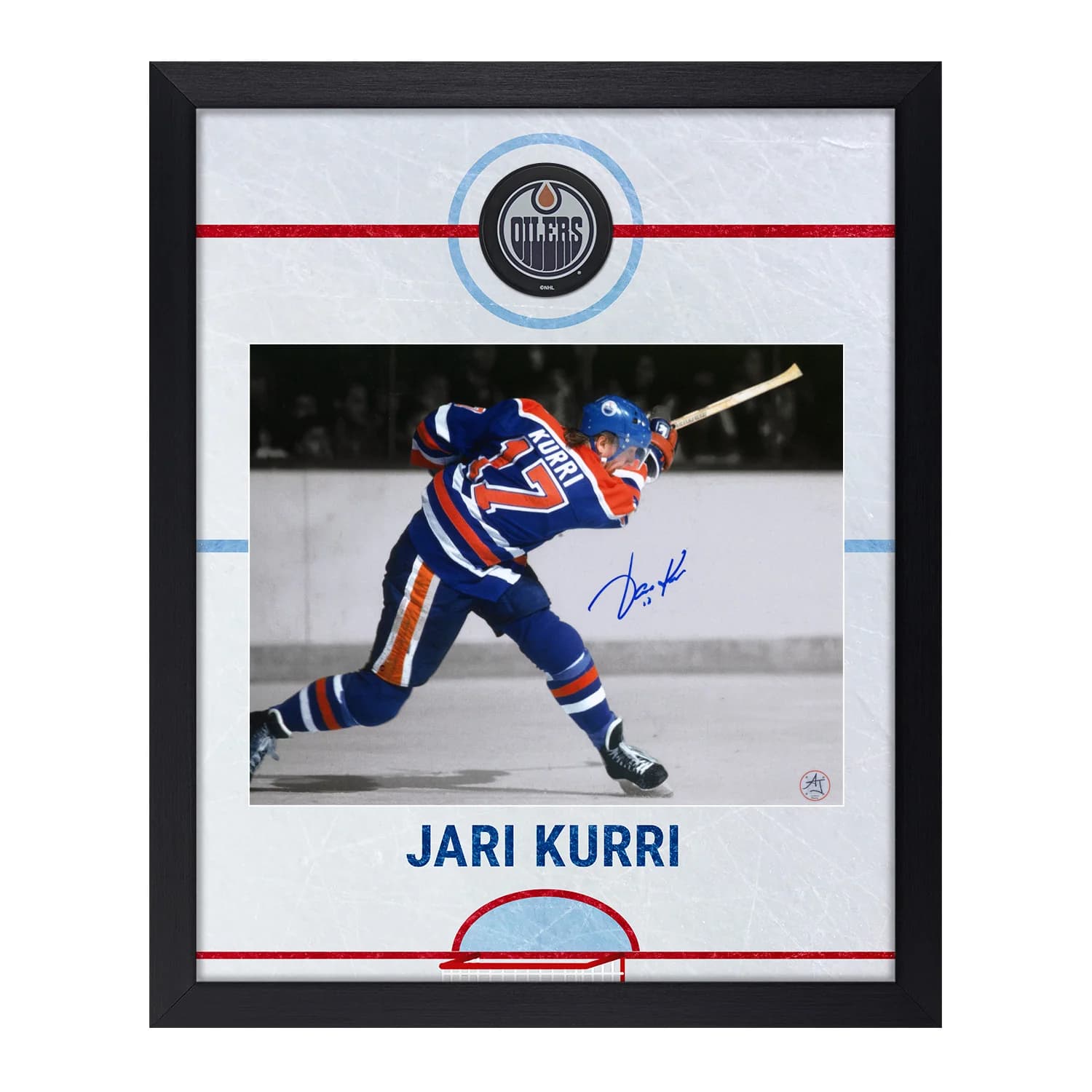 Jari Kurri Autographed Edmonton Oilers Graphic Rink 19x23 Frame Jari Kurri Other 19x23-graphic-rink-frame, Edmonton Oilers, supplier stock photo