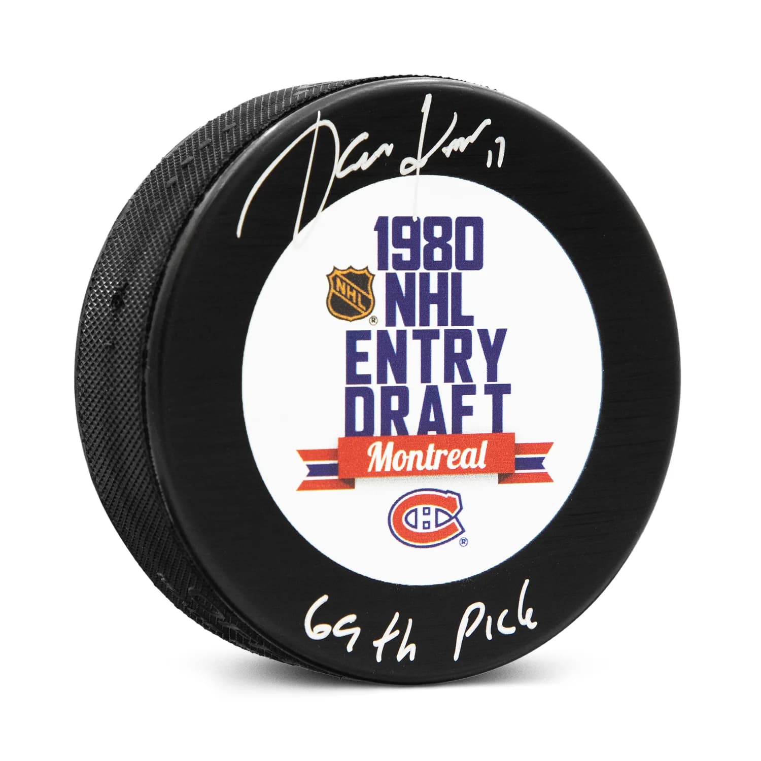 Jari Kurri Signed 1980 NHL Entry Draft Puck with 69th Pick Note Jari Kurri Puck 1980-nhl-entry-draft-69th-pick, supplier stock photo