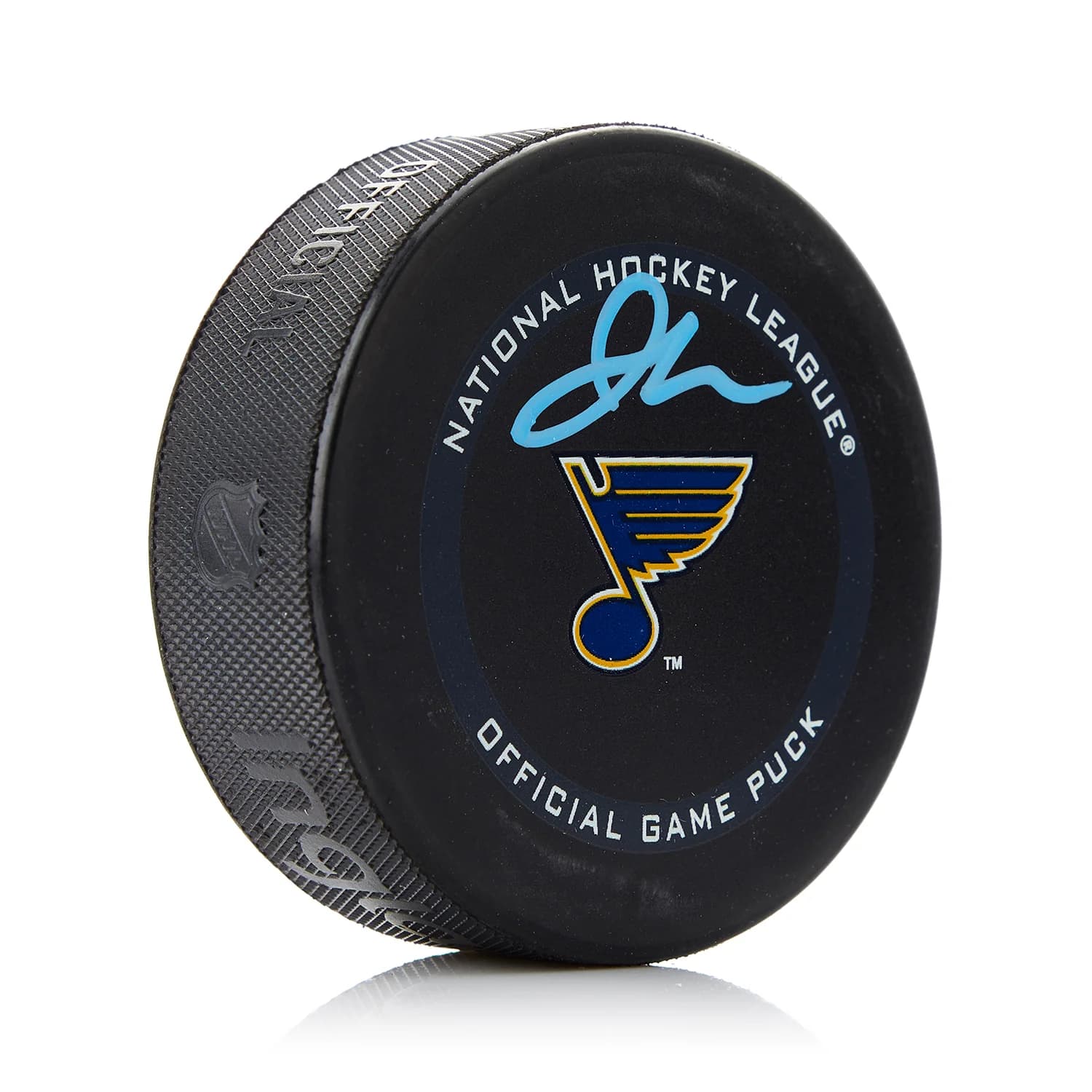 Jordan Kyrou Autographed St Louis Blues Official Game Puck Jordan Kyrou Puck game, St. Louis Blues, supplier stock photo