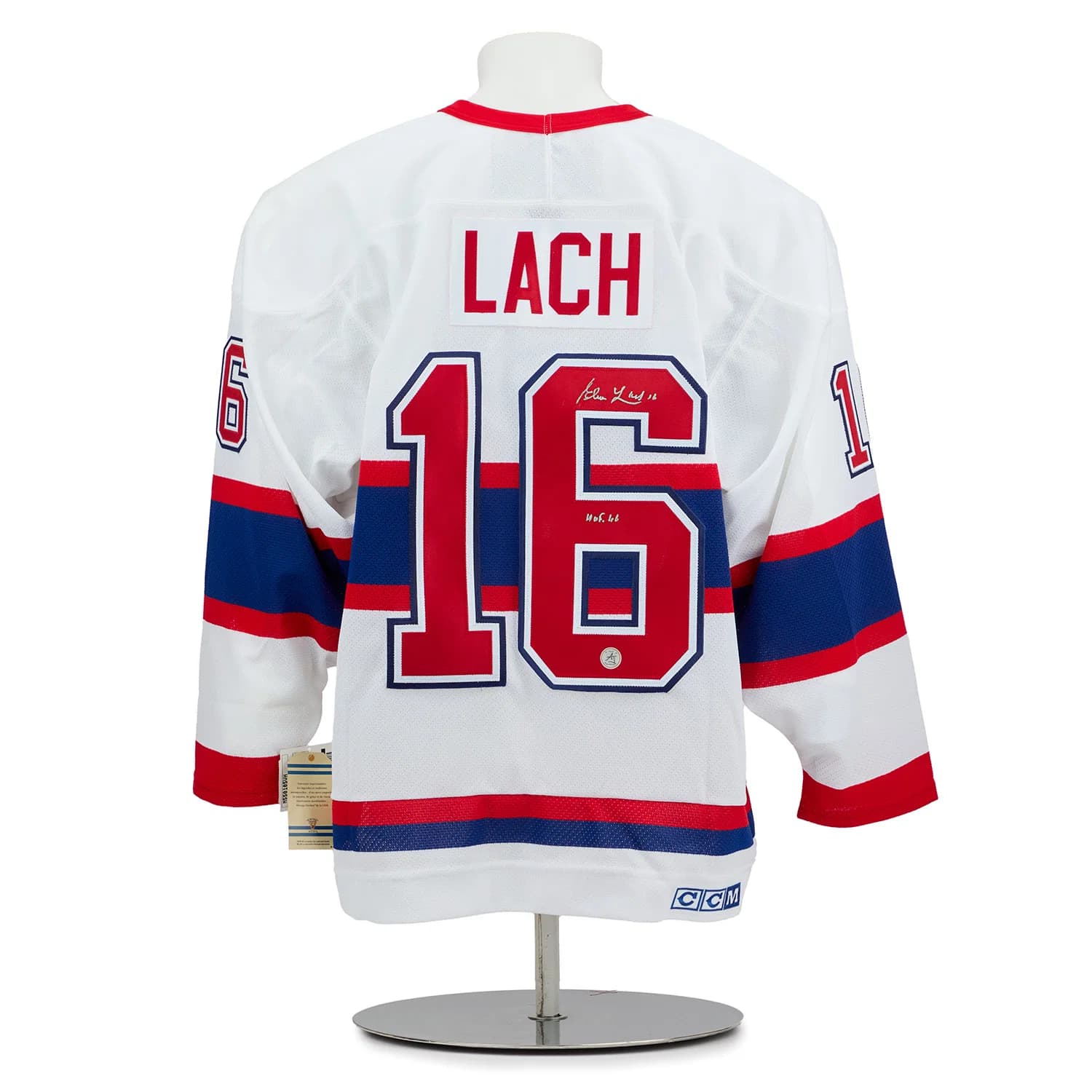Elmer Lach Signed & Inscribed Montreal Canadiens Vintage CCM Jersey Elmer Lach Jersey elmer-lach-inscribed-vintage-ccm, Montreal Canadiens, supplier stock photo