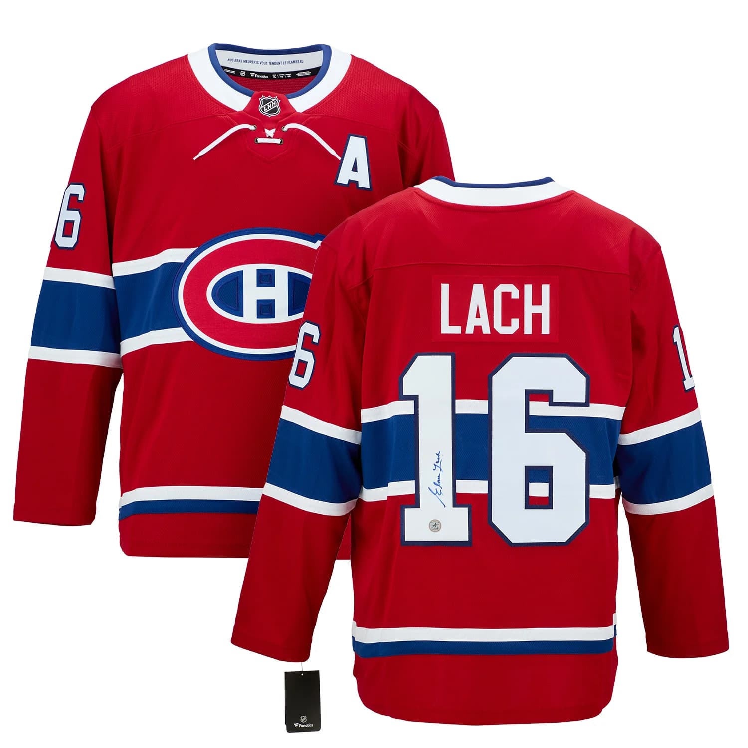Elmer Lach Autographed Montreal Canadiens Fanatics Breakaway Jersey Elmer Lach Jersey breakaway, Montreal Canadiens, view 2, supplier stock photo