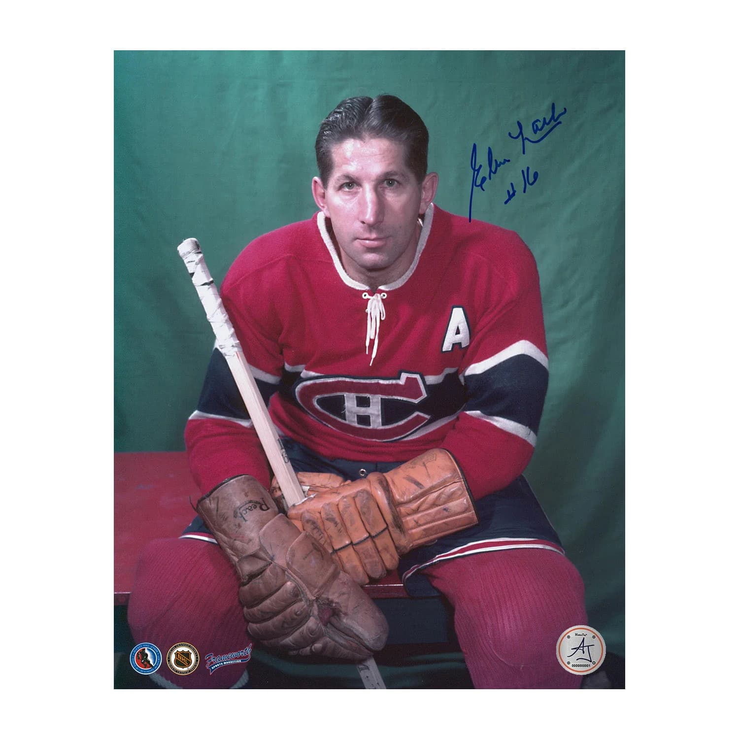 Elmer Lach Autographed Montreal Canadiens Color Pose 8x10 Photo Elmer Lach Photo 8x10-color-pose, Montreal Canadiens, supplier stock photo