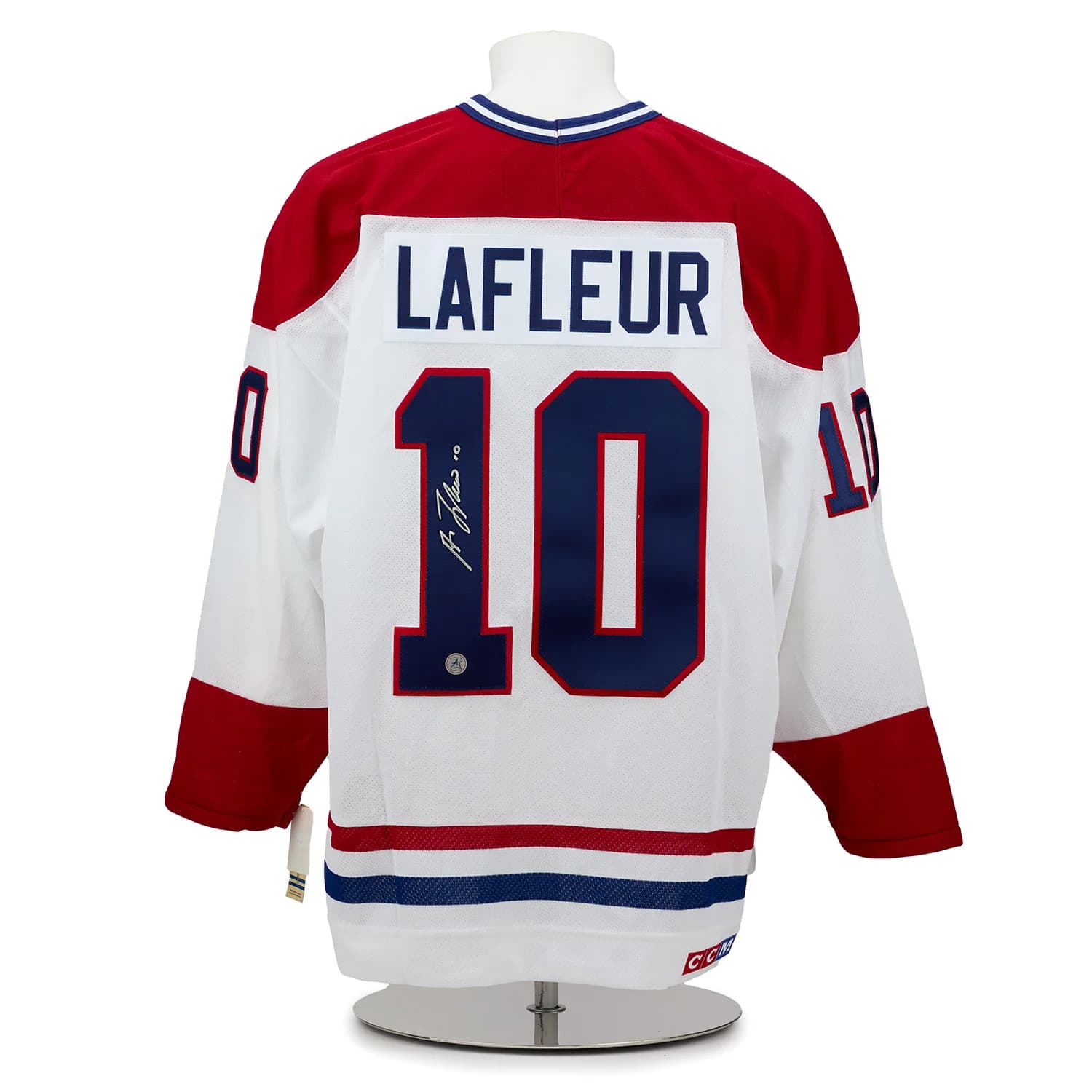 Guy Lafleur Signed Montreal Canadiens White Vintage CCM Jersey Guy Lafleur Jersey guy-lafleur-white-vintage-ccm, Montreal Canadiens, supplier stock photo