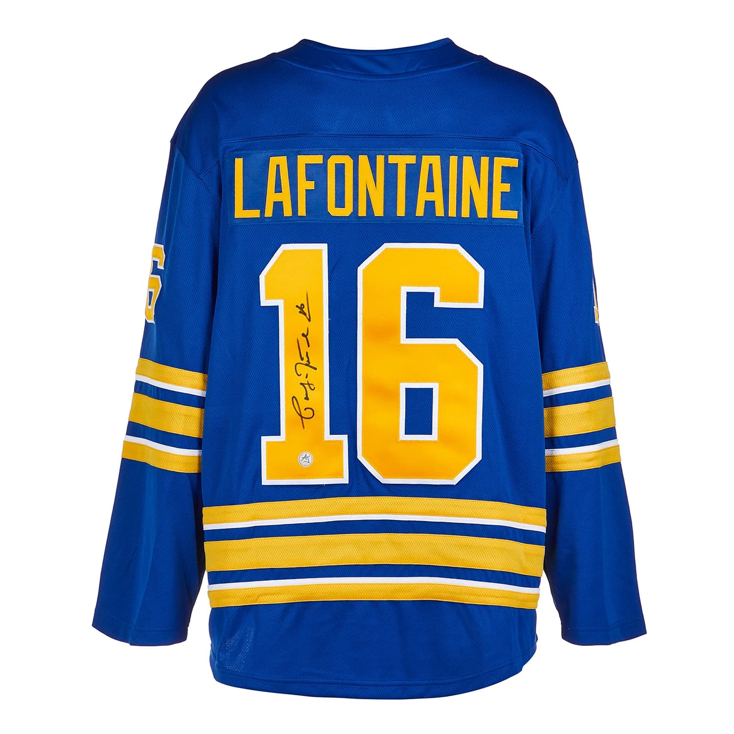 Pat LaFontaine Autographed Buffalo Sabres Fanatics Breakaway Jersey Pat LaFontaine Jersey breakaway, Buffalo Sabres, supplier stock photo