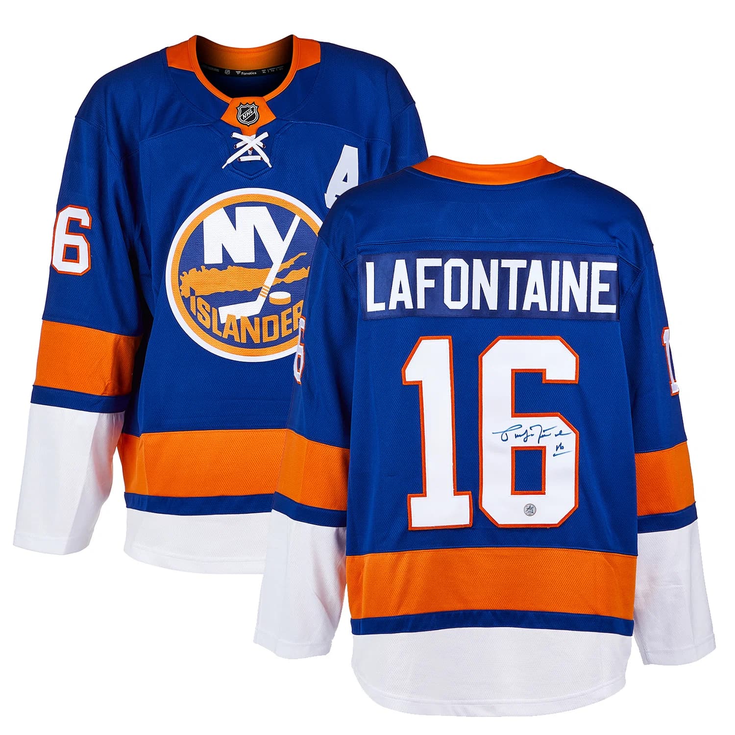 Pat LaFontaine Autographed New York Islanders Fanatics Breakaway Jersey Pat LaFontaine Jersey breakaway, New York Islanders, view 3, supplier stock photo