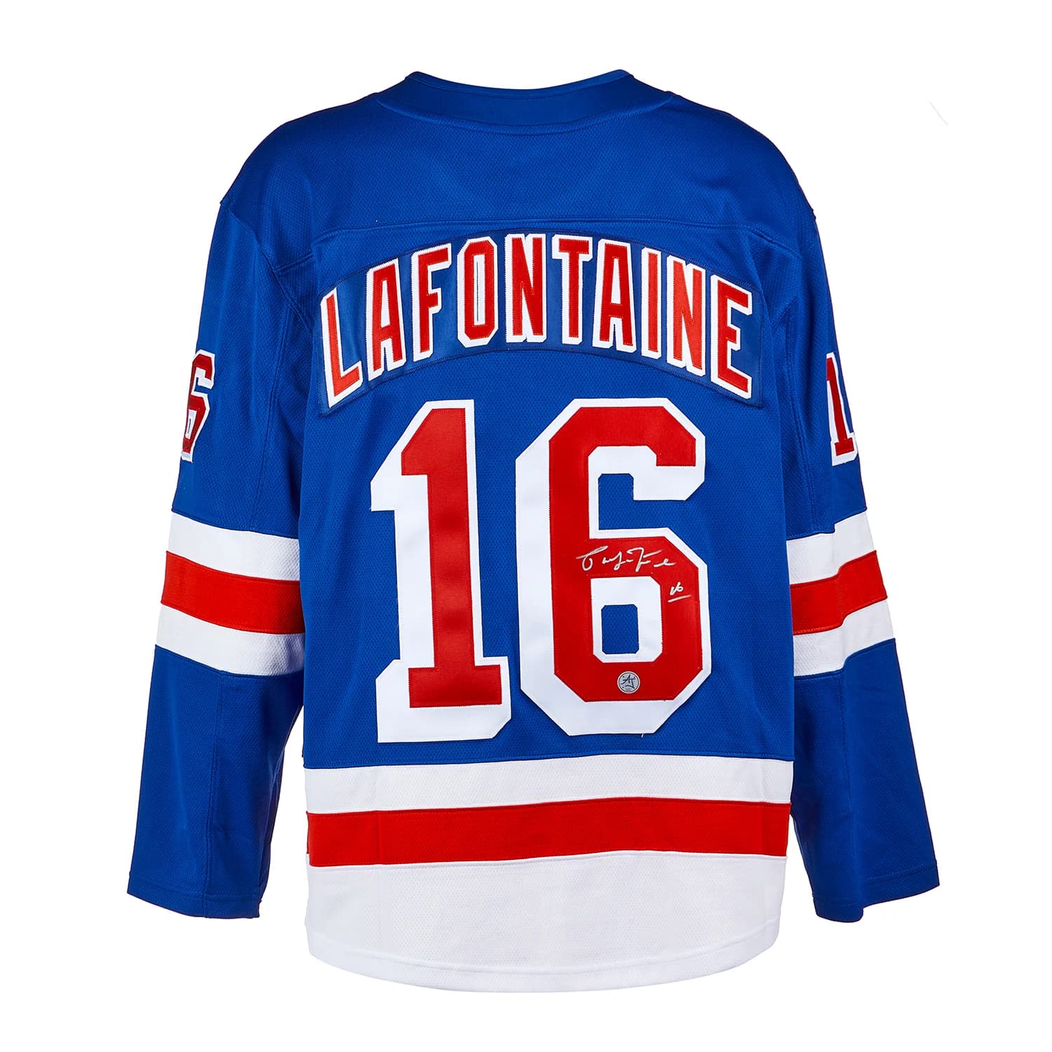 Pat LaFontaine Autographed New York Rangers Fanatics Breakaway Jersey Pat LaFontaine Jersey breakaway, New York Rangers, supplier stock photo