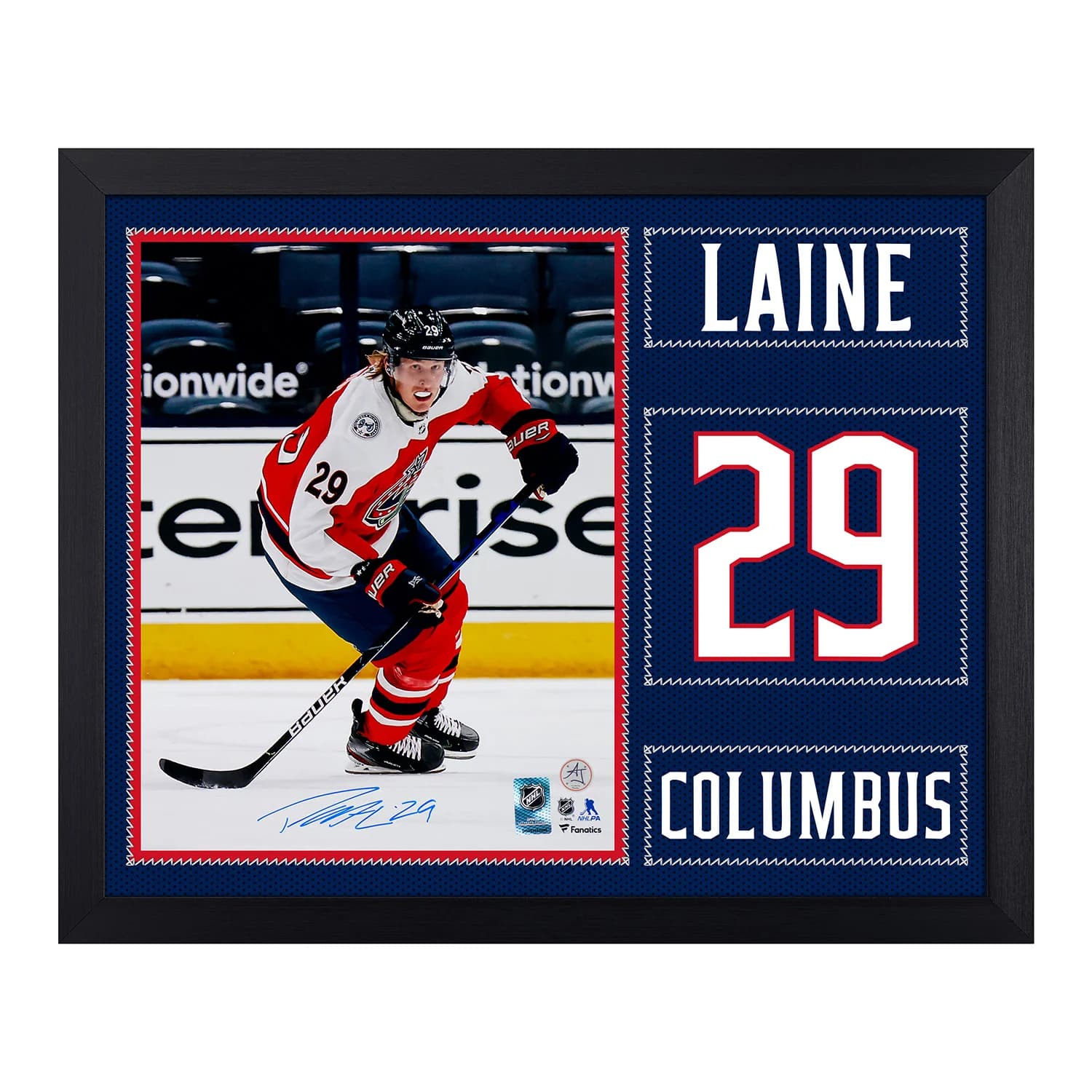 Patrik Laine Autographed Columbus Blue Jackets Uniform Graphic 19x23 Frame Patrik Laine Jersey 19x23-uniform-graphic-frame, Columbus Blue Jackets, supplier stock photo