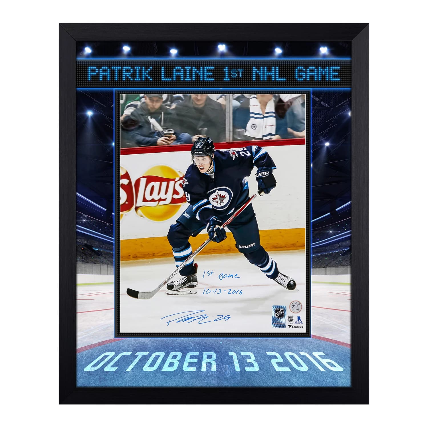 Patrik Laine Winnipeg Jets Signed & Dated 1st Game Graphic 19x23 Frame Patrik Laine Other 19x23-dated-1st-game-graphic-frame, Winnipeg Jets, supplier stock photo