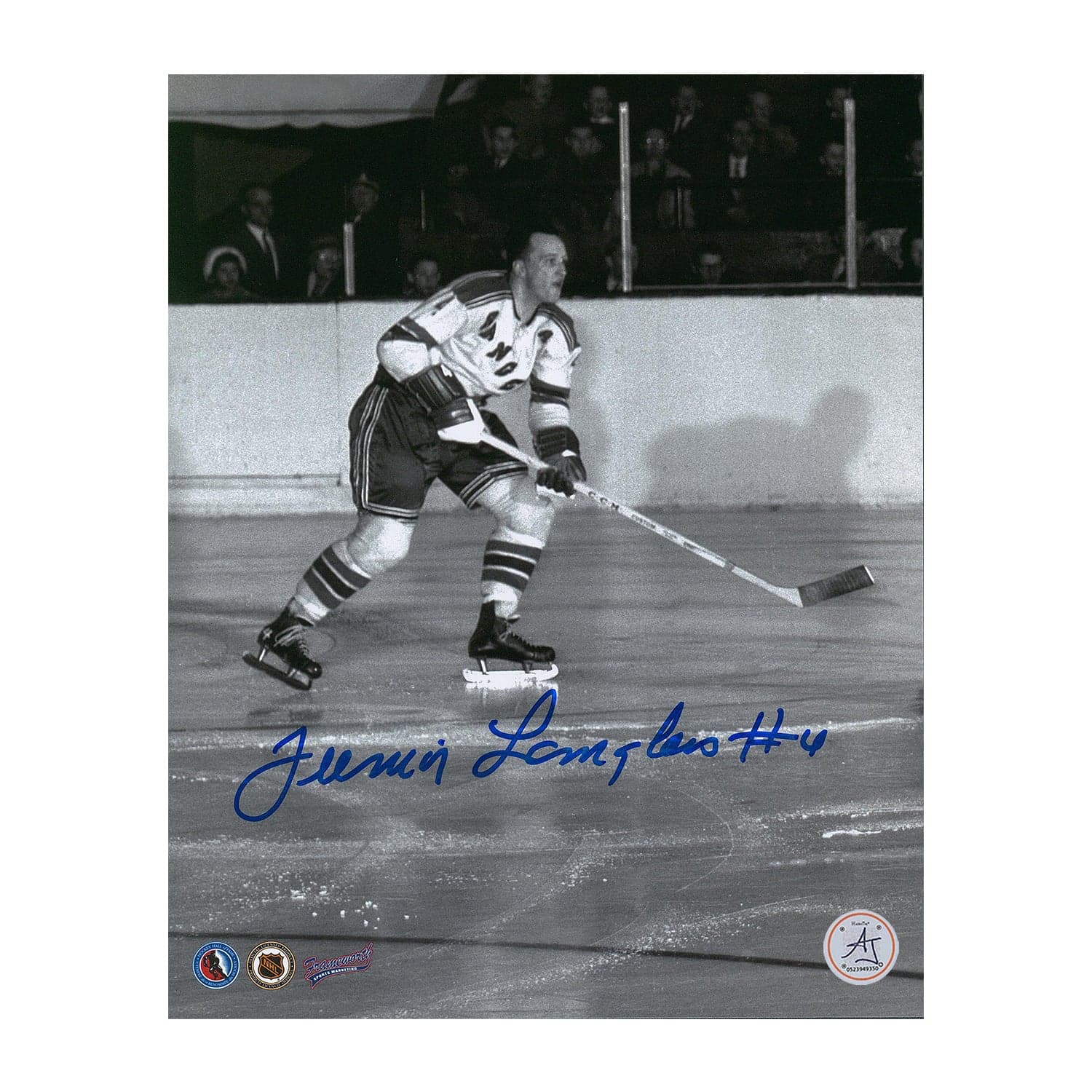 Junior Langlois Autographed New York Rangers Black and White 8x10 Photo Junior Langlois Photo 8x10-black-white, New York Rangers, supplier stock photo