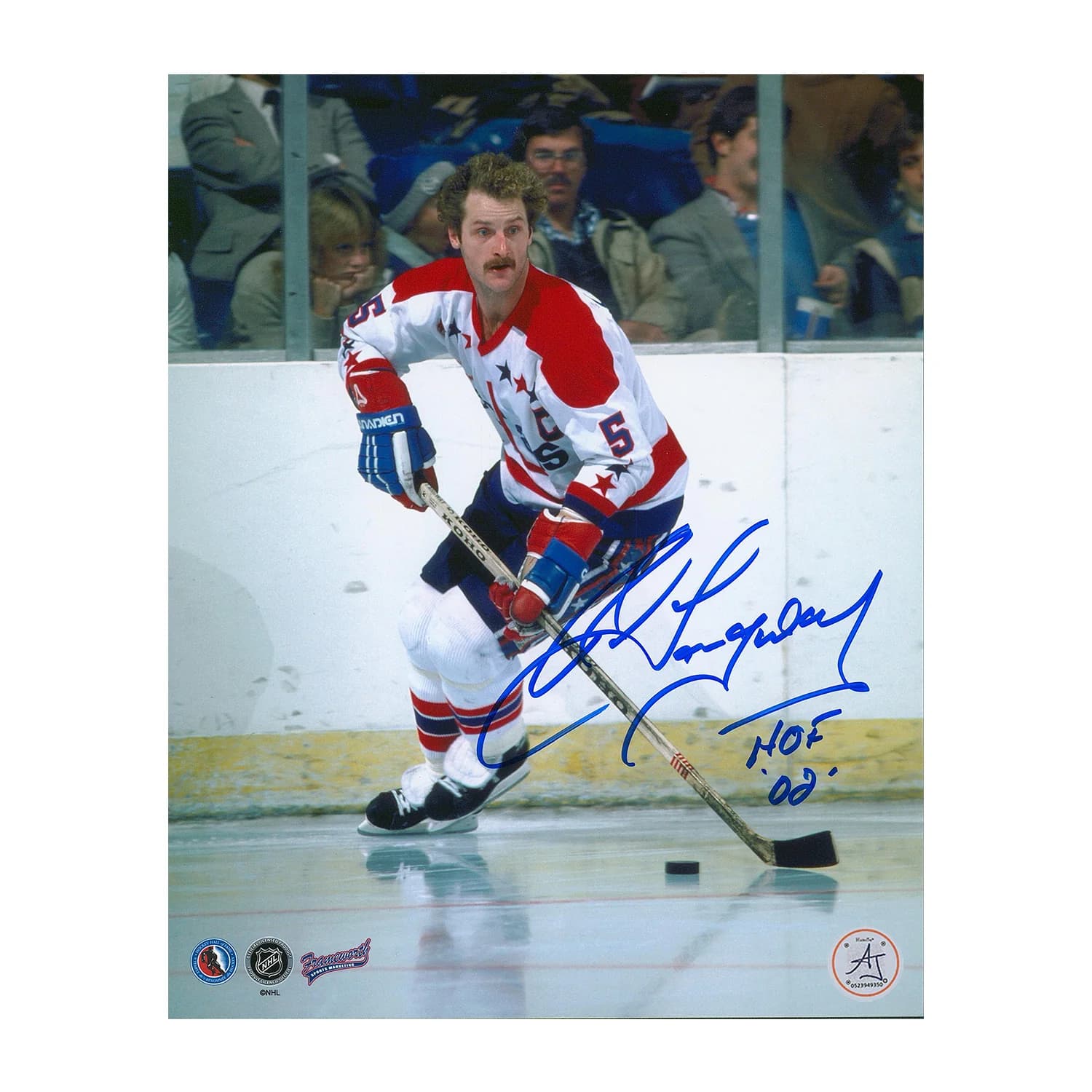 Rod Langway Autographed Washington Capitals Home Ice 8x10 Photo Rod Langway Photo 8x10-home-ice, Washington Capitals, supplier stock photo