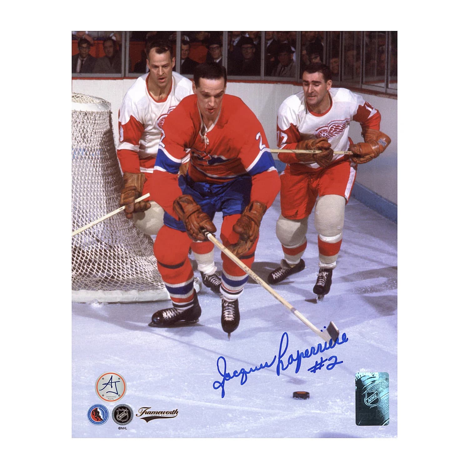Jacques Laperriere Autographed Montreal Canadiens vs Howe 8x10 Photo Jacques Laperriere Photo 8x10-vs-howe, Montreal Canadiens, supplier stock photo