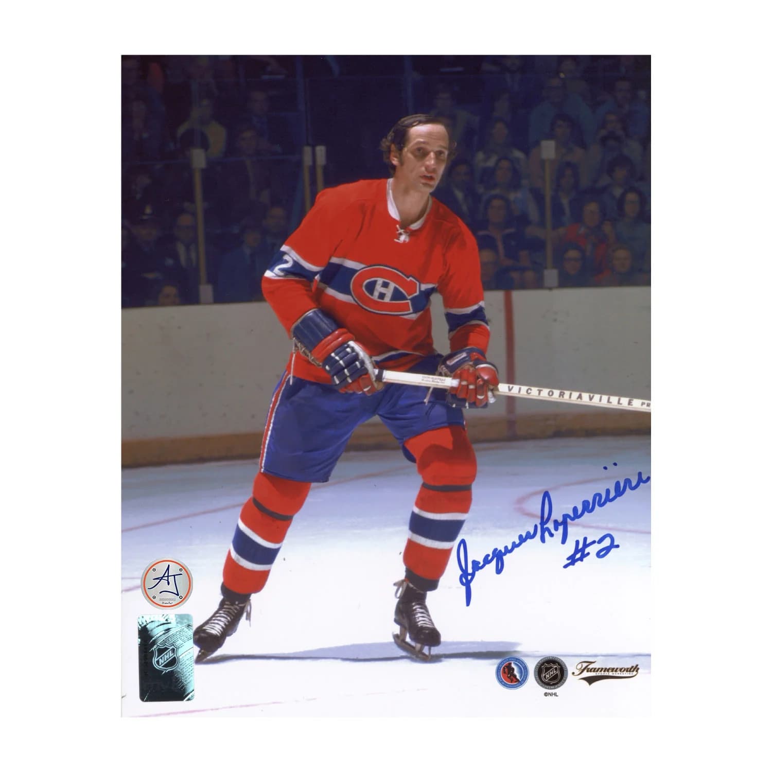 Jacques Laperriere Autographed Montreal Canadiens Game Action 8x10 Photo Jacques Laperriere Photo 8x10-game-action, Montreal Canadiens, supplier stock photo