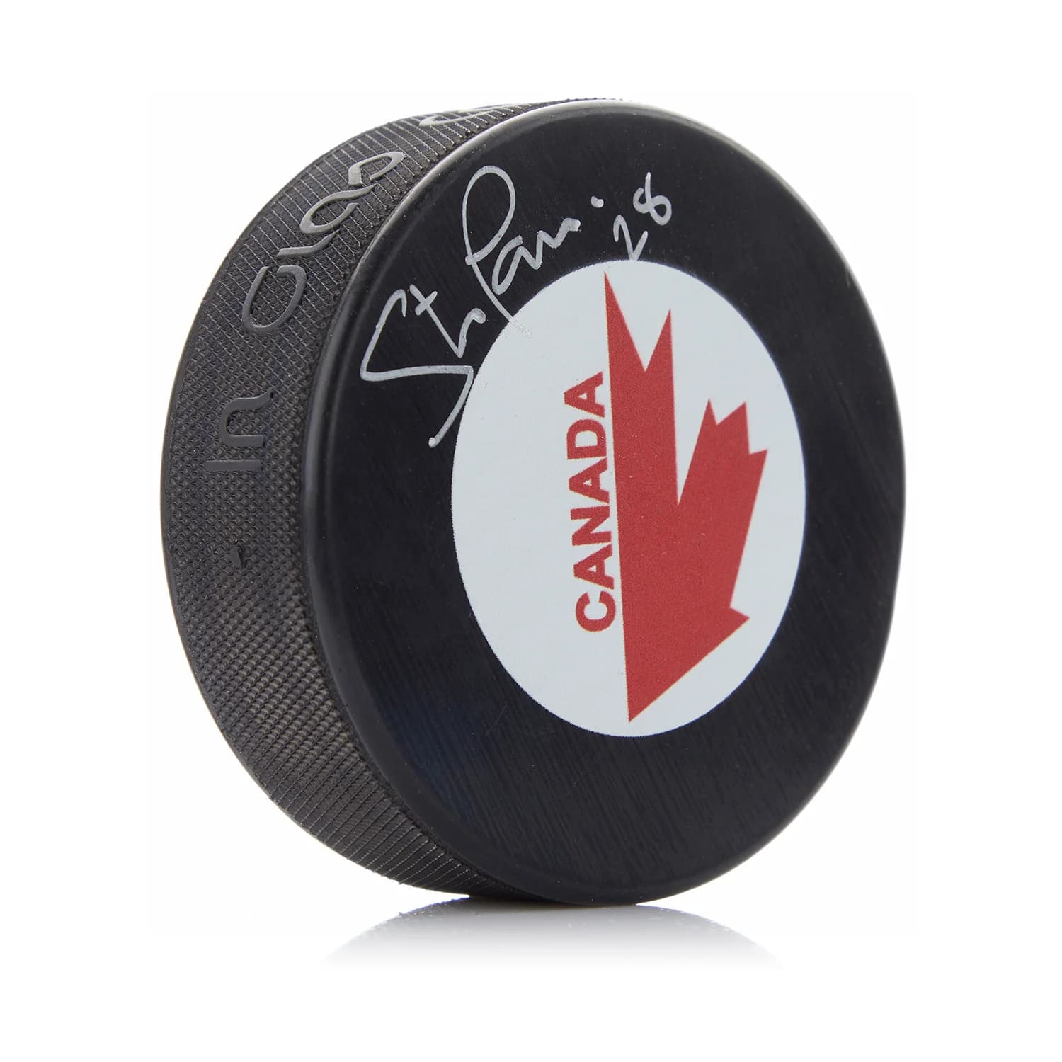 Steve Larmer Team Canada Autographed Canada Cup Puck Steve Larmer Puck team-canada-cup, supplier stock photo