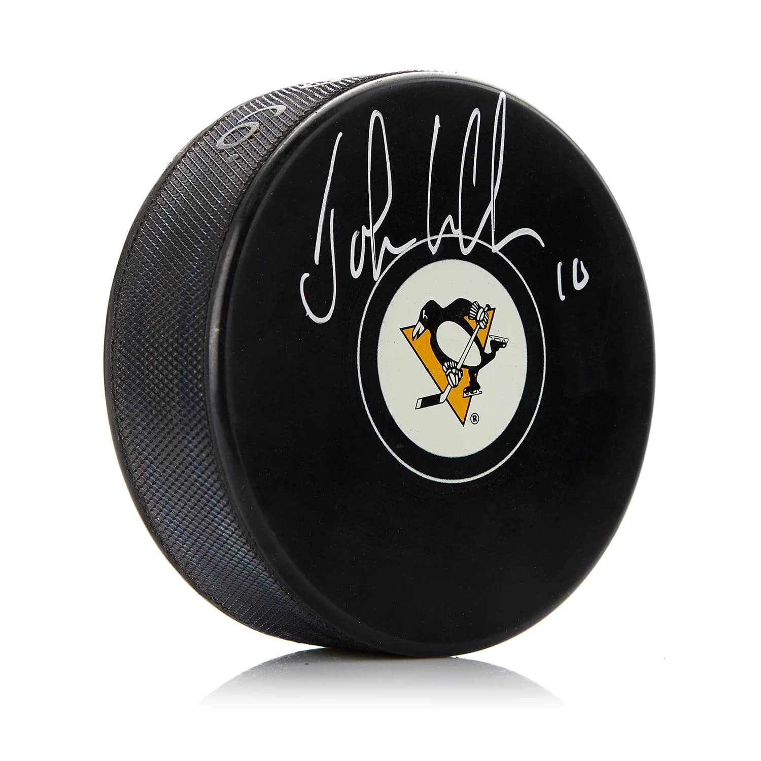 John LeClair Pittsburgh Penguins Autographed Hockey Puck John LeClair Puck hockey, Pittsburgh Penguins, supplier stock photo