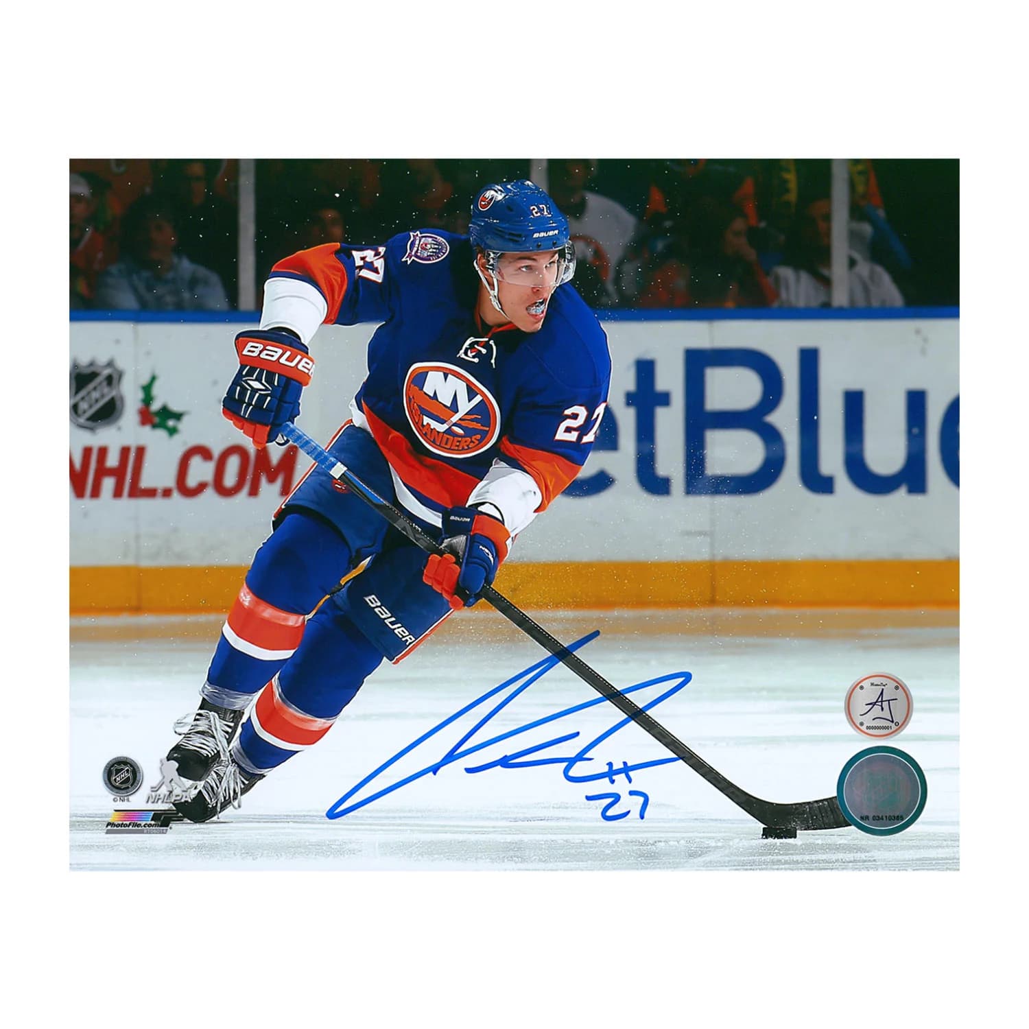 Anders Lee Signed New York Islanders Puck Rush 8x10 Photo Anders Lee Puck 8x10-rush, New York Islanders, supplier stock photo