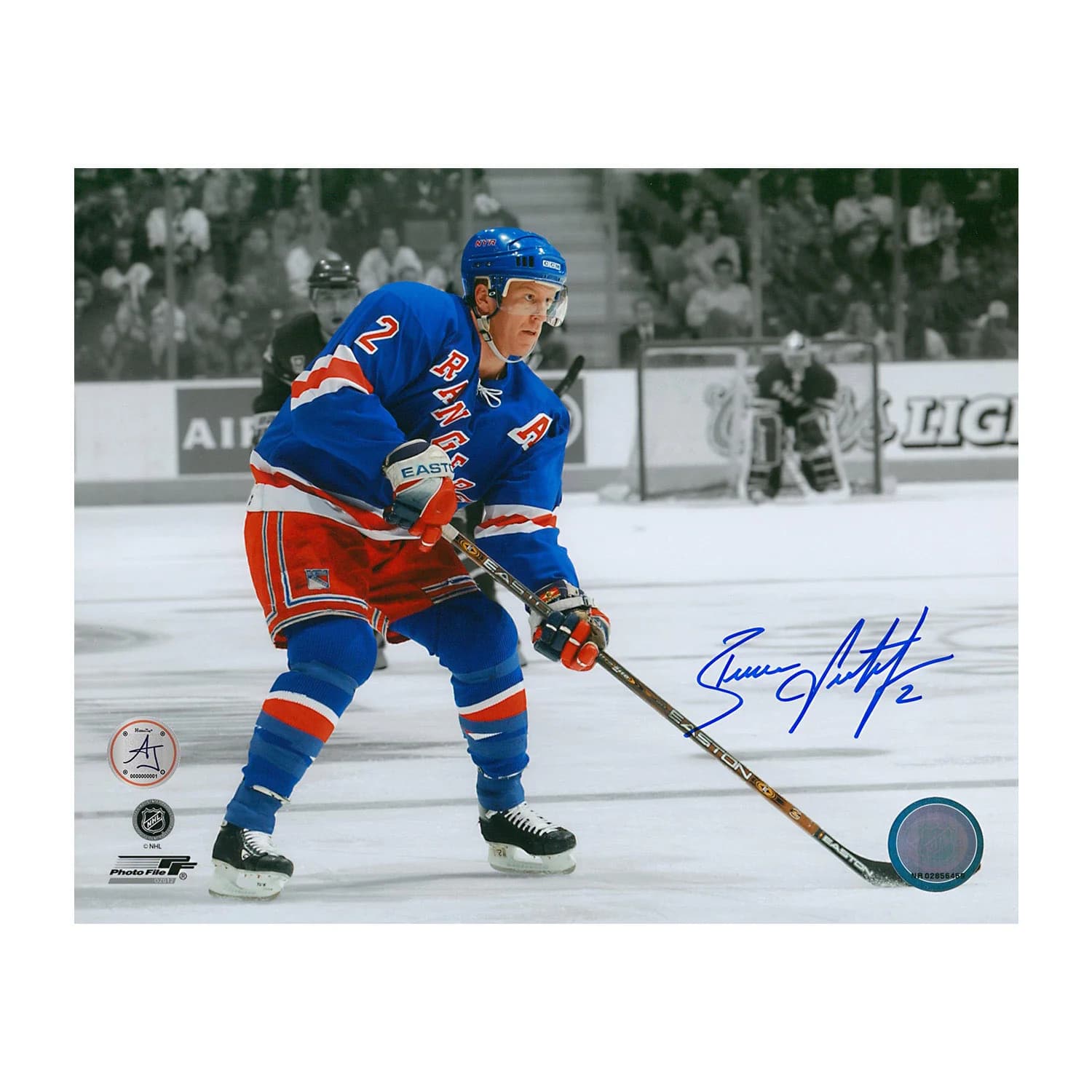 Brian Leetch Autographed New York Rangers Color Isolation 8x10 Photo Brian Leetch Photo 8x10-color-isolation, New York Rangers, supplier stock photo