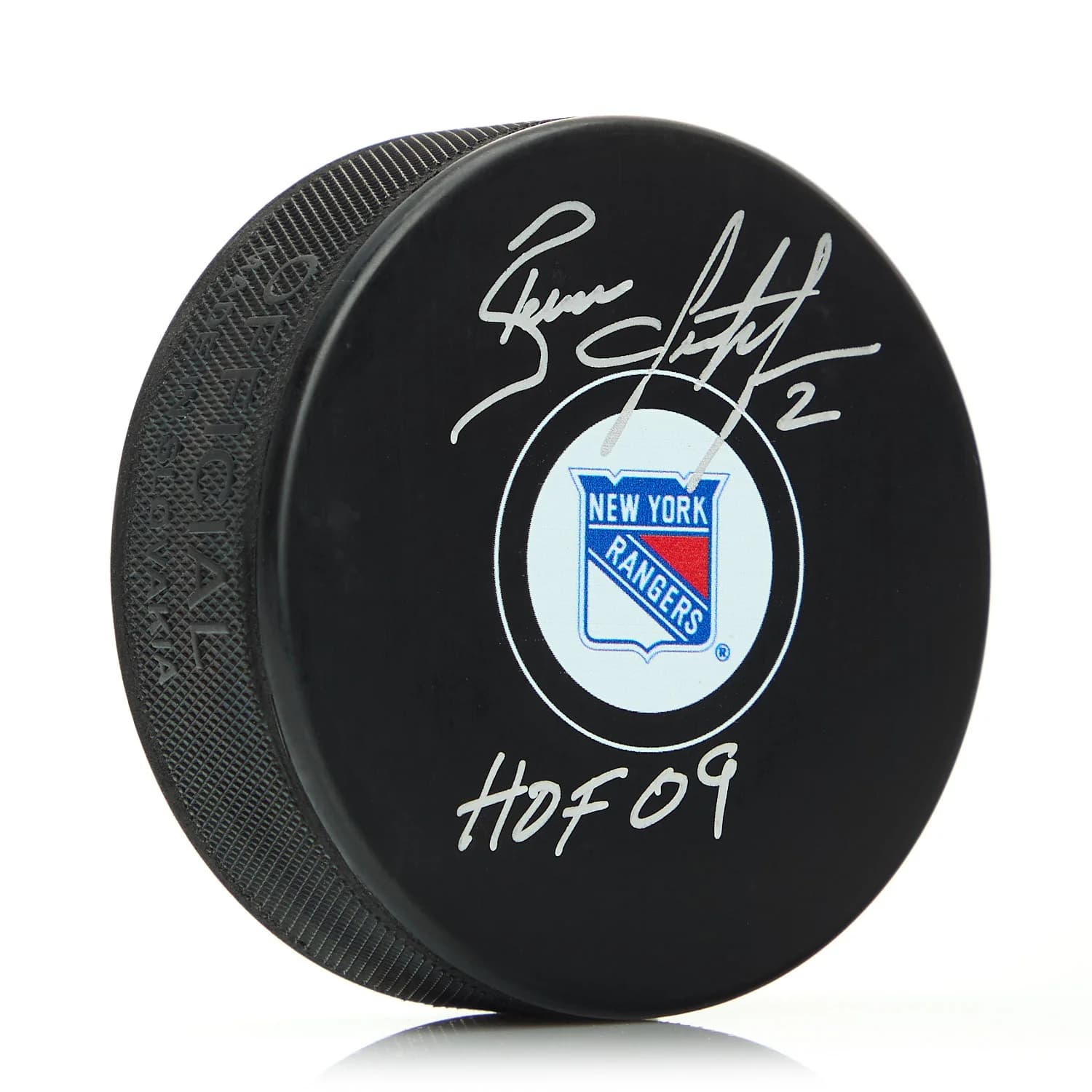 Brian Leetch Autographed New York Rangers Hockey Puck with HOF Note Brian Leetch Puck hockey-hof-note, New York Rangers, supplier stock photo