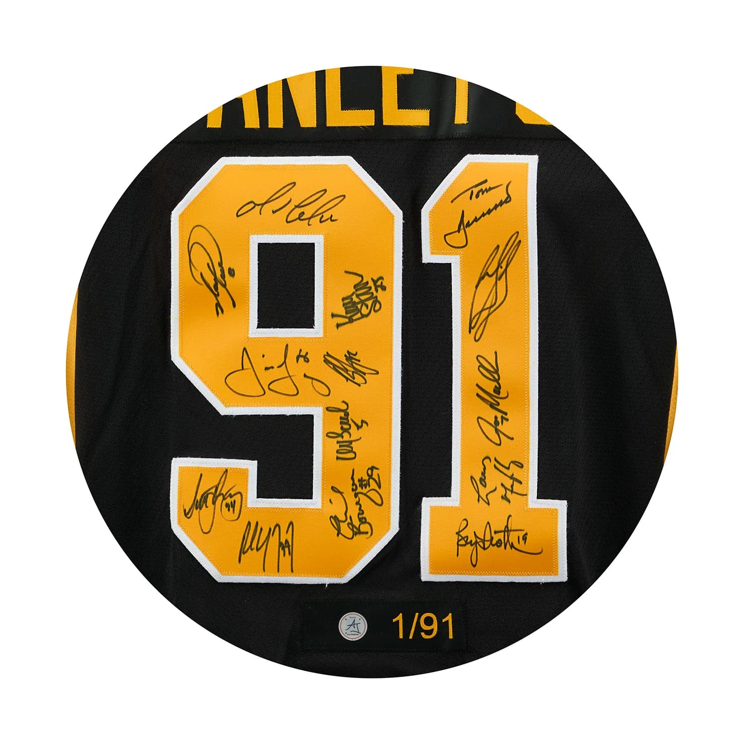 Pittsburgh Penguins Team Signed 1991 Stanley Cup adidas Jersey #1/91 Jersey team-1991-stanley-cup-adidas-1, Pittsburgh Penguins, view 3, supplier stock photo