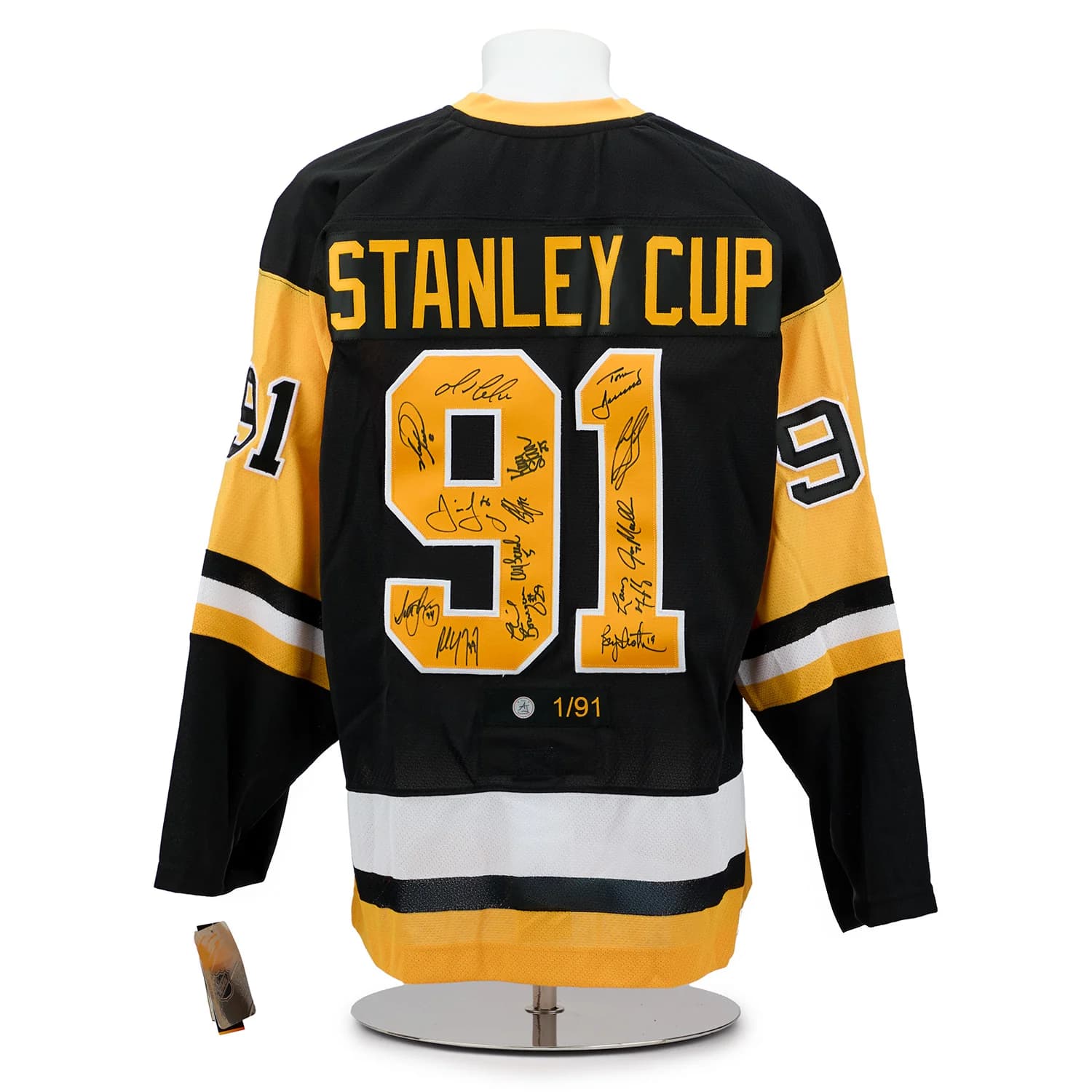Pittsburgh Penguins Team Signed 1991 Stanley Cup adidas Jersey #1/91 Jersey team-1991-stanley-cup-adidas-1, Pittsburgh Penguins, supplier stock photo