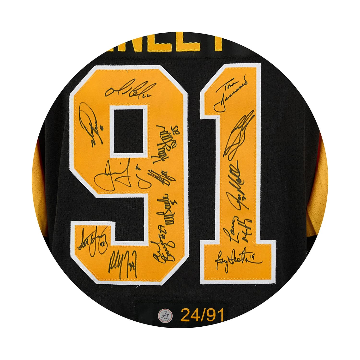 Pittsburgh Penguins Team Signed 1991 Stanley Cup adidas Jersey #24/91 Jersey team-1991-stanley-cup-adidas-24, Pittsburgh Penguins, view 3, supplier stock photo