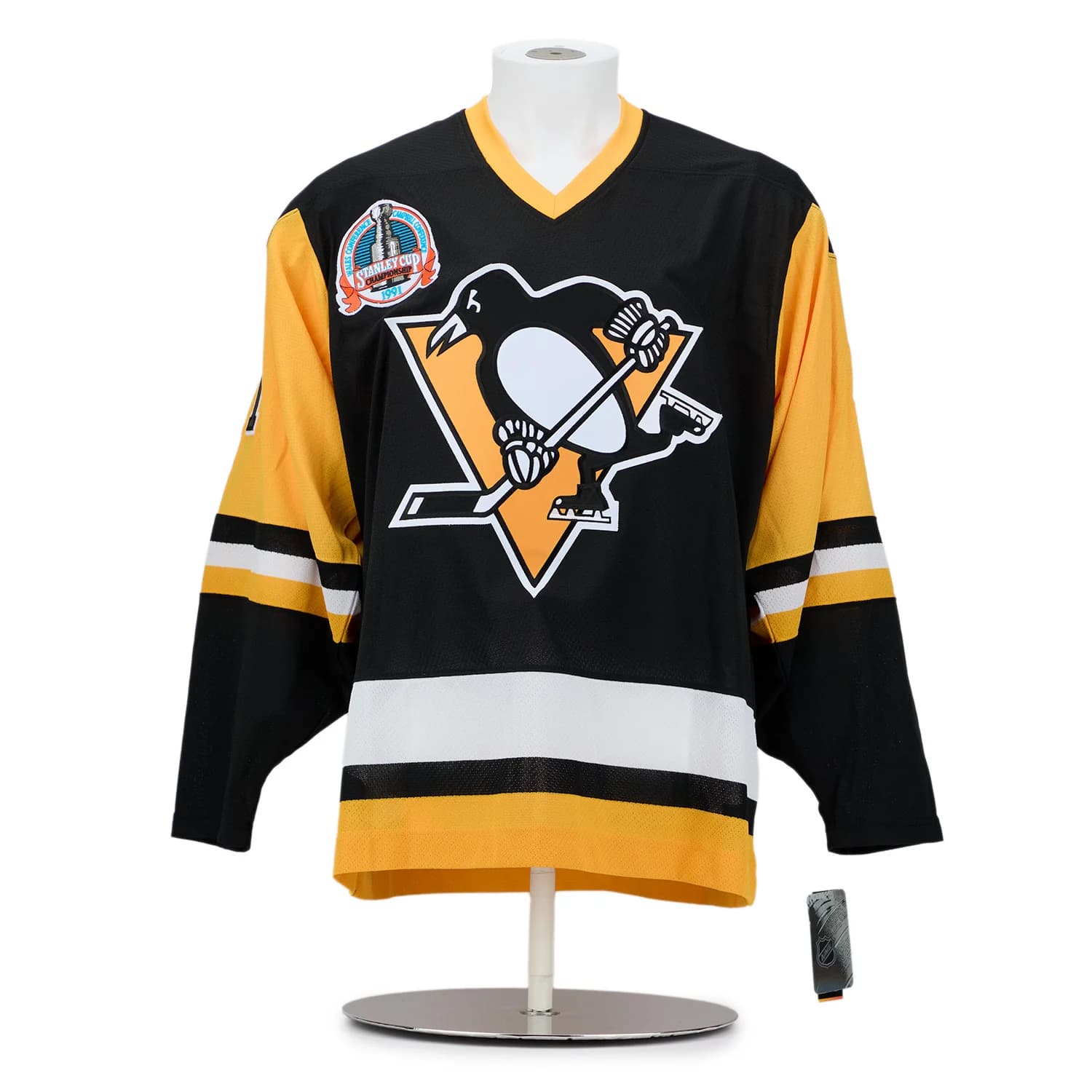 Pittsburgh Penguins Team Signed 1991 Stanley Cup adidas Jersey #24/91 Jersey team-1991-stanley-cup-adidas-24, Pittsburgh Penguins, view 2, supplier stock photo