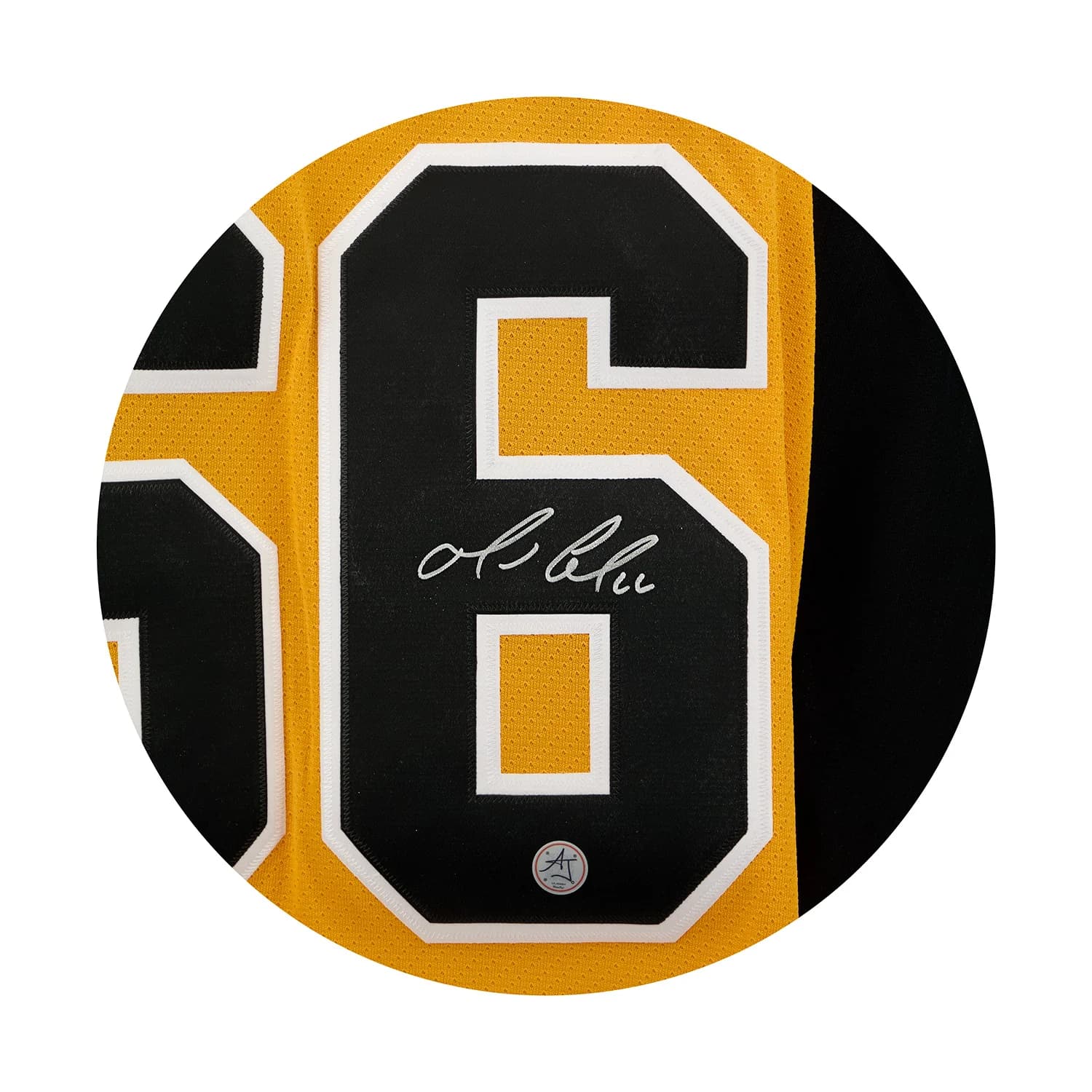 Mario Lemieux Signed Pittsburgh Penguins Yellow Rookie Vintage CCM Jersey Mario Lemieux Jersey yellow-rookie-vintage-ccm, Pittsburgh Penguins, view 3, supplier stock photo