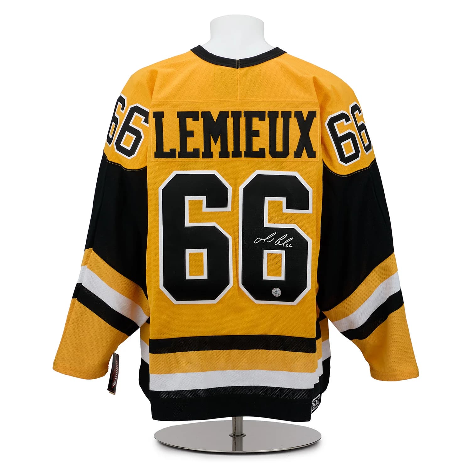 Mario Lemieux Signed Pittsburgh Penguins Yellow Rookie Vintage CCM Jersey Mario Lemieux Jersey yellow-rookie-vintage-ccm, Pittsburgh Penguins, supplier stock photo
