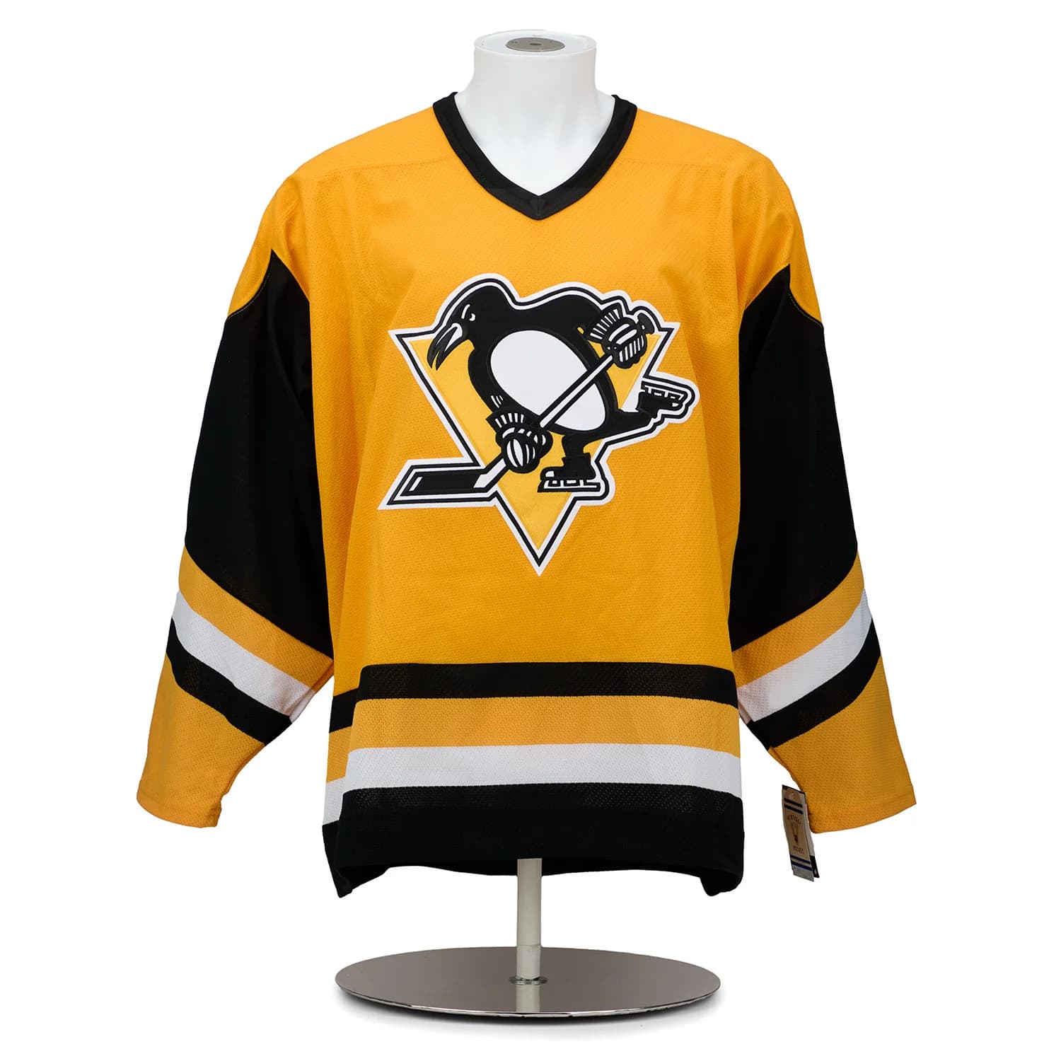Mario Lemieux Signed Pittsburgh Penguins Yellow Rookie Vintage CCM Jersey Mario Lemieux Jersey yellow-rookie-vintage-ccm, Pittsburgh Penguins, view 2, supplier stock photo