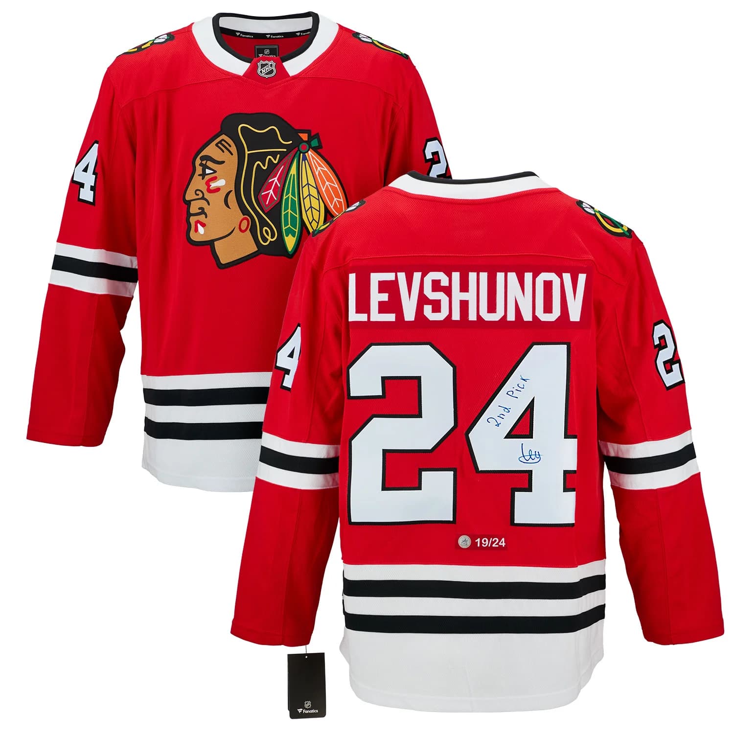 Artyom Levshunov Signed Chicago Draft Day Fanatics Breakaway Jersey #/24 Artyom Levshunov Jersey artyom-levshunov-chicago-draft-day-breakaway, view 3, supplier stock photo
