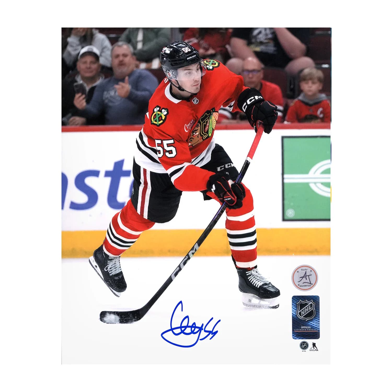 Artyom Levshunov Autographed Chicago Blackhawks Slapshot 8x10 Photo Artyom Levshunov Photo 8x10-slapshot, Chicago Blackhawks, supplier stock photo