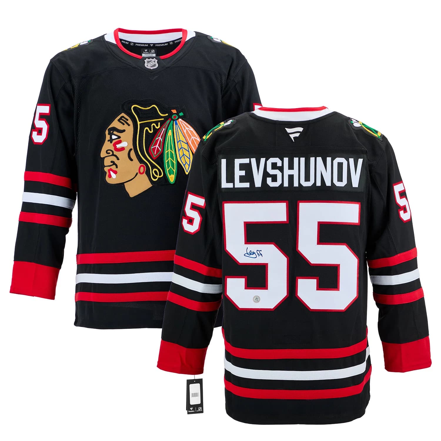 Artyom Levshunov Signed Chicago Blackhawks Alt Black Fanatics Premium Jersey Artyom Levshunov Jersey alt-black-premium, Chicago Blackhawks, view 3, supplier stock photo