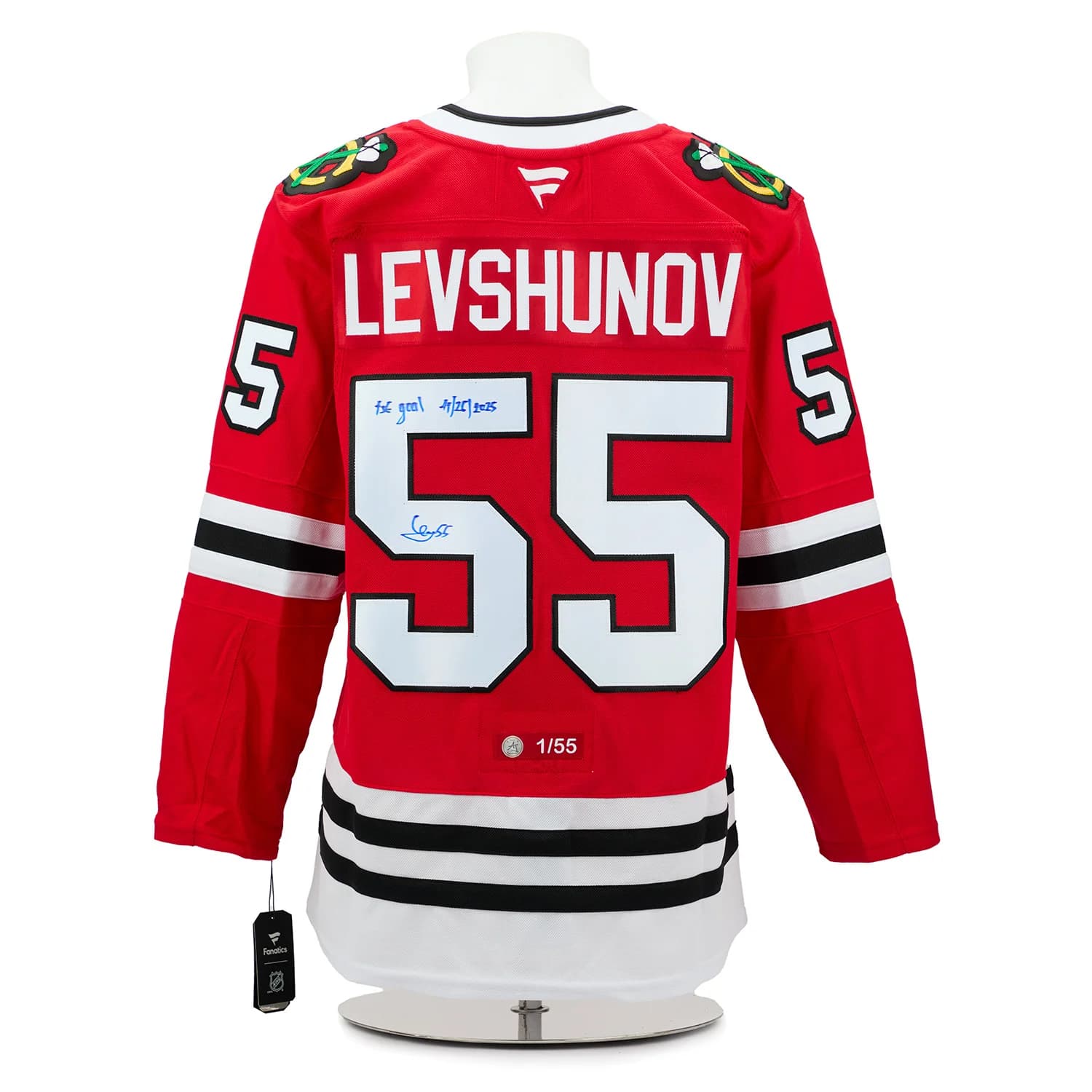 Artyom Levshunov Chicago Blackhawks Signed & Dated 1st Goal Jersey 1/55 Artyom Levshunov Jersey artyom-levshunov-dated-1st-goal-1, Chicago Blackhawks, supplier stock photo