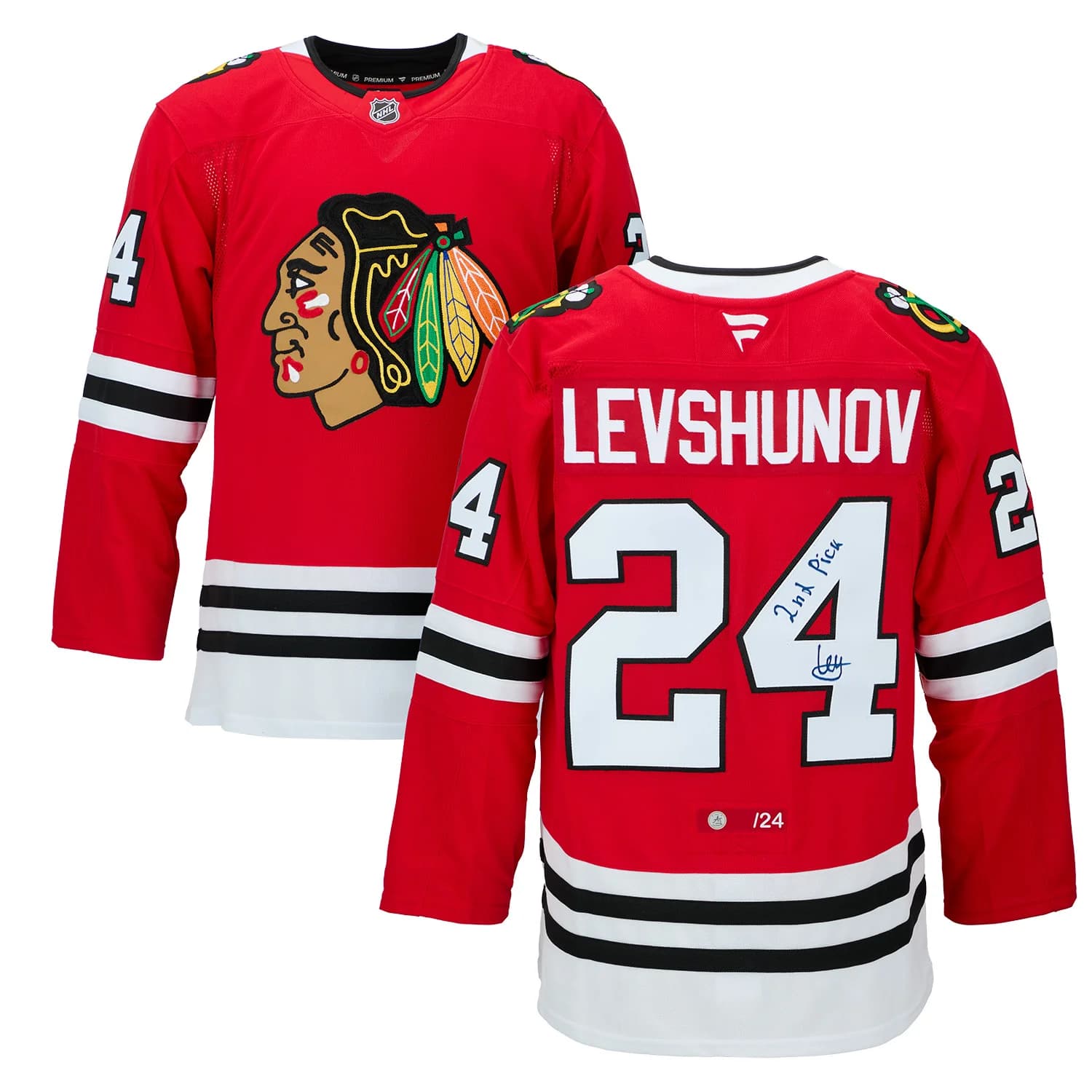 Artyom Levshunov Chicago Blackhawks Signed Draft Day Fanatics Jersey #/24 Artyom Levshunov Jersey draft-day-24, Chicago Blackhawks, view 3, supplier stock photo