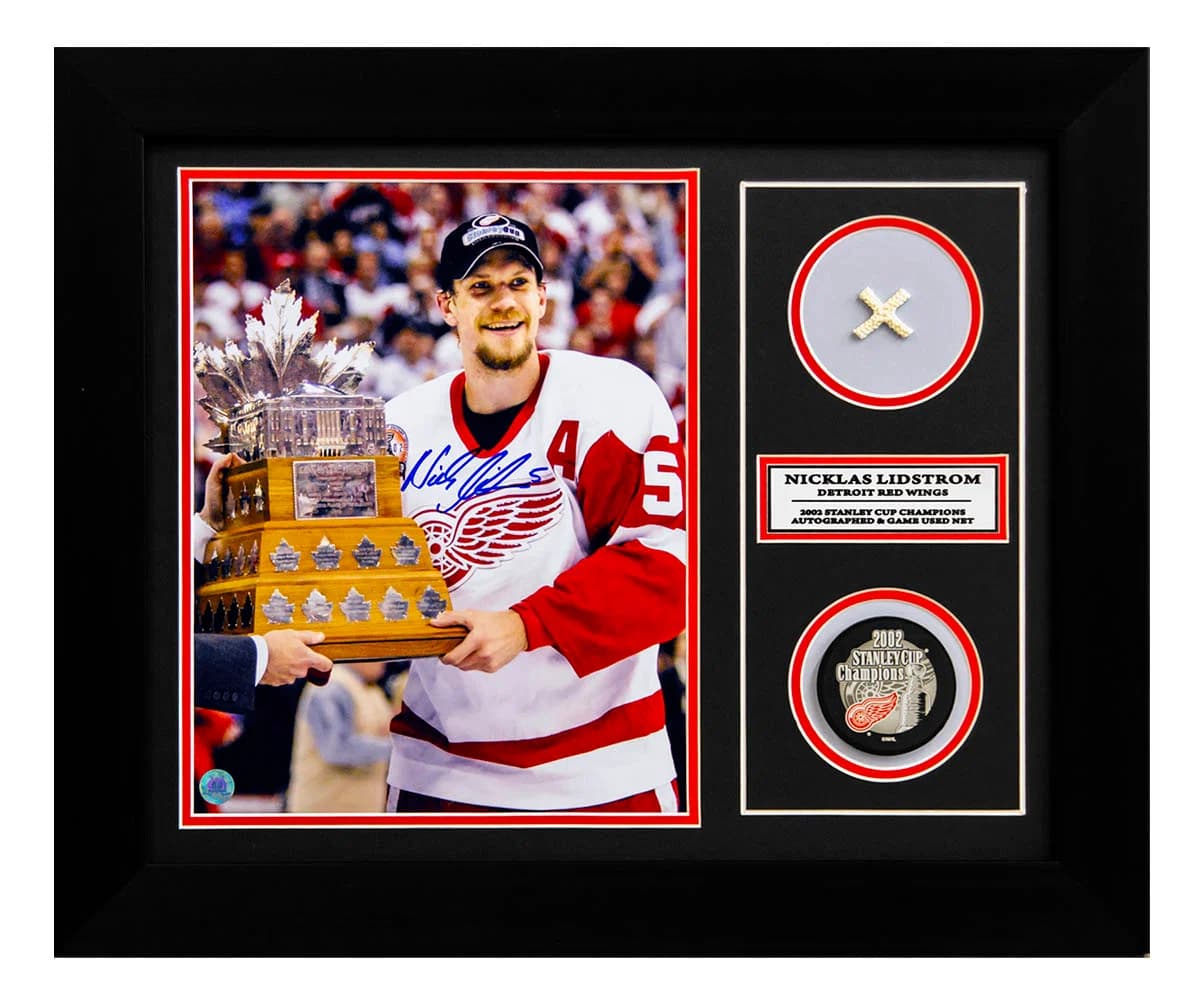Nicklas Lidstrom Red Wings 2002 Stanley Cup Signed & Game Used Net 20x24 Frame Nicklas Lidstrom Other 20x24-2002-stanley-cup-game-used-net, Detroit Red Wings, supplier stock photo