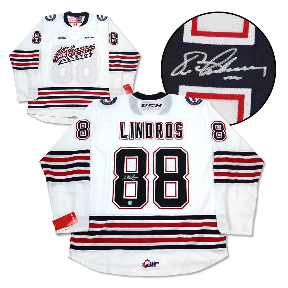 Eric Lindros Oshawa Generals Signed White CHL CCM Jersey Eric Lindros Jersey oshawa-generals-white-chl-ccm, supplier stock photo