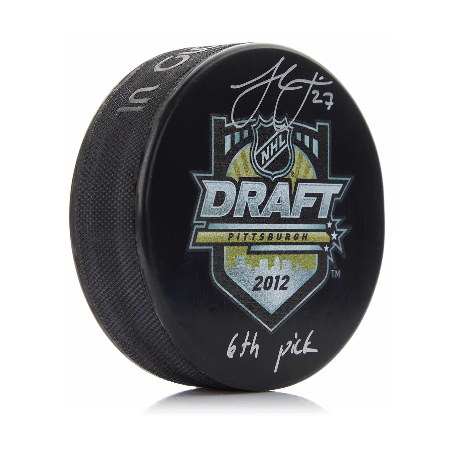 Hampus Lindholm Signed 2012 NHL Entry Draft Puck with 6th Pick Note Hampus Lindholm Puck 2012-nhl-entry-draft-6th-pick, supplier stock photo