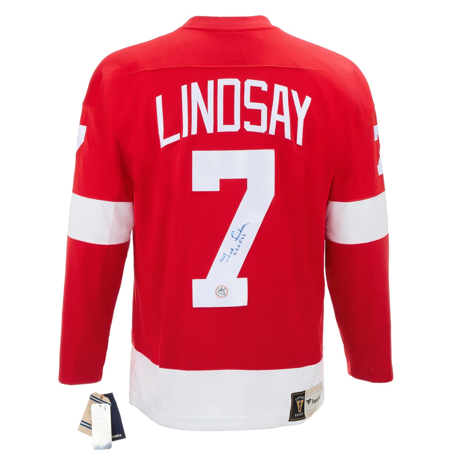 Ted Lindsay Signed Detroit Red Wings Fanatics Throwback Jersey Ted Lindsay Jersey throwback, Detroit Red Wings, supplier stock photo