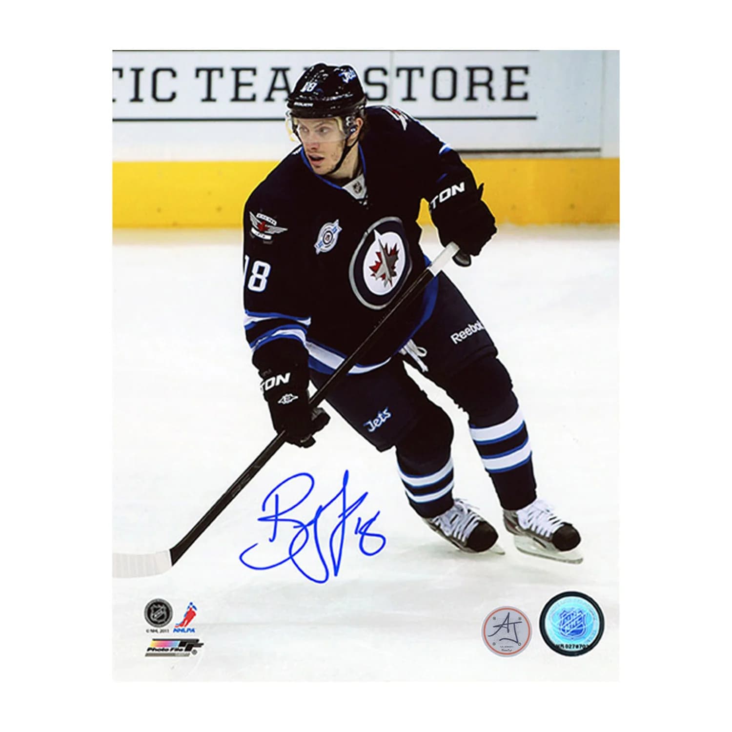 Bryan Little Signed Winnipeg Jets Game Action 8x10 Photo Bryan Little Photo 8x10-game-action, Winnipeg Jets, supplier stock photo