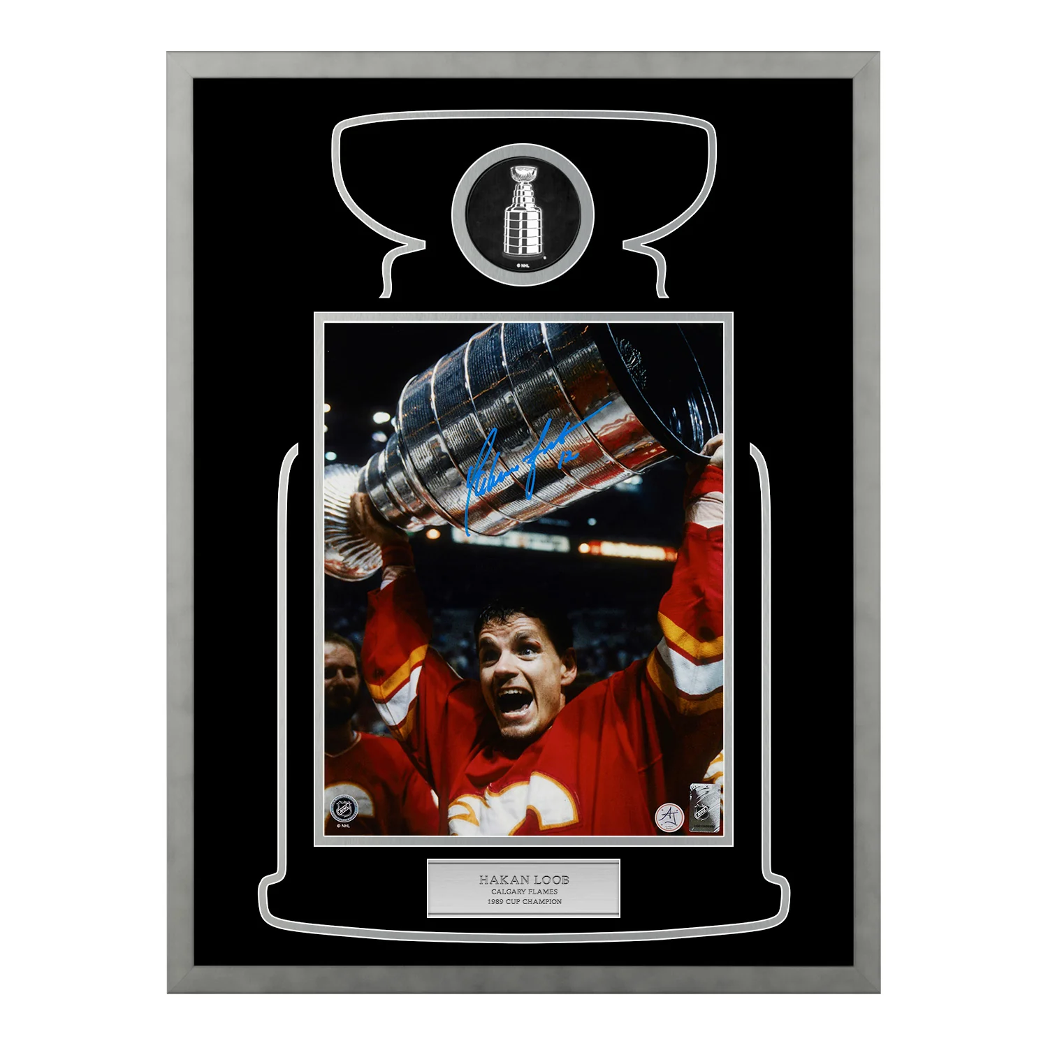 Hakan Loob Signed Calgary Flames Cup Champion 20x26 Frame Hakan Loob Other 20x26-cup-champion-frame, Calgary Flames, supplier stock photo
