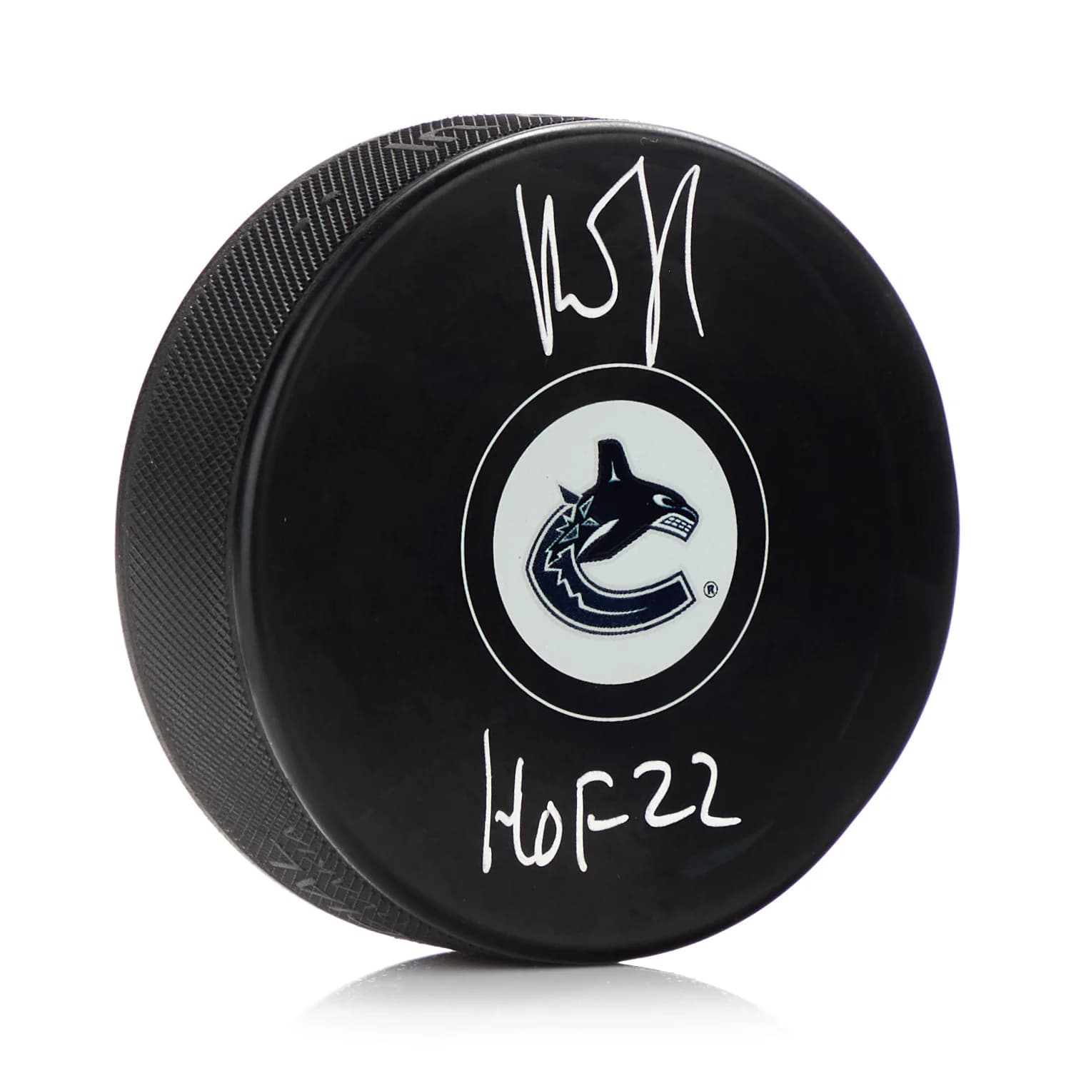Roberto Luongo Autographed Vancouver Canucks Hockey Puck with HOF Note Roberto Luongo Puck hockey-hof-note, Vancouver Canucks, supplier stock photo