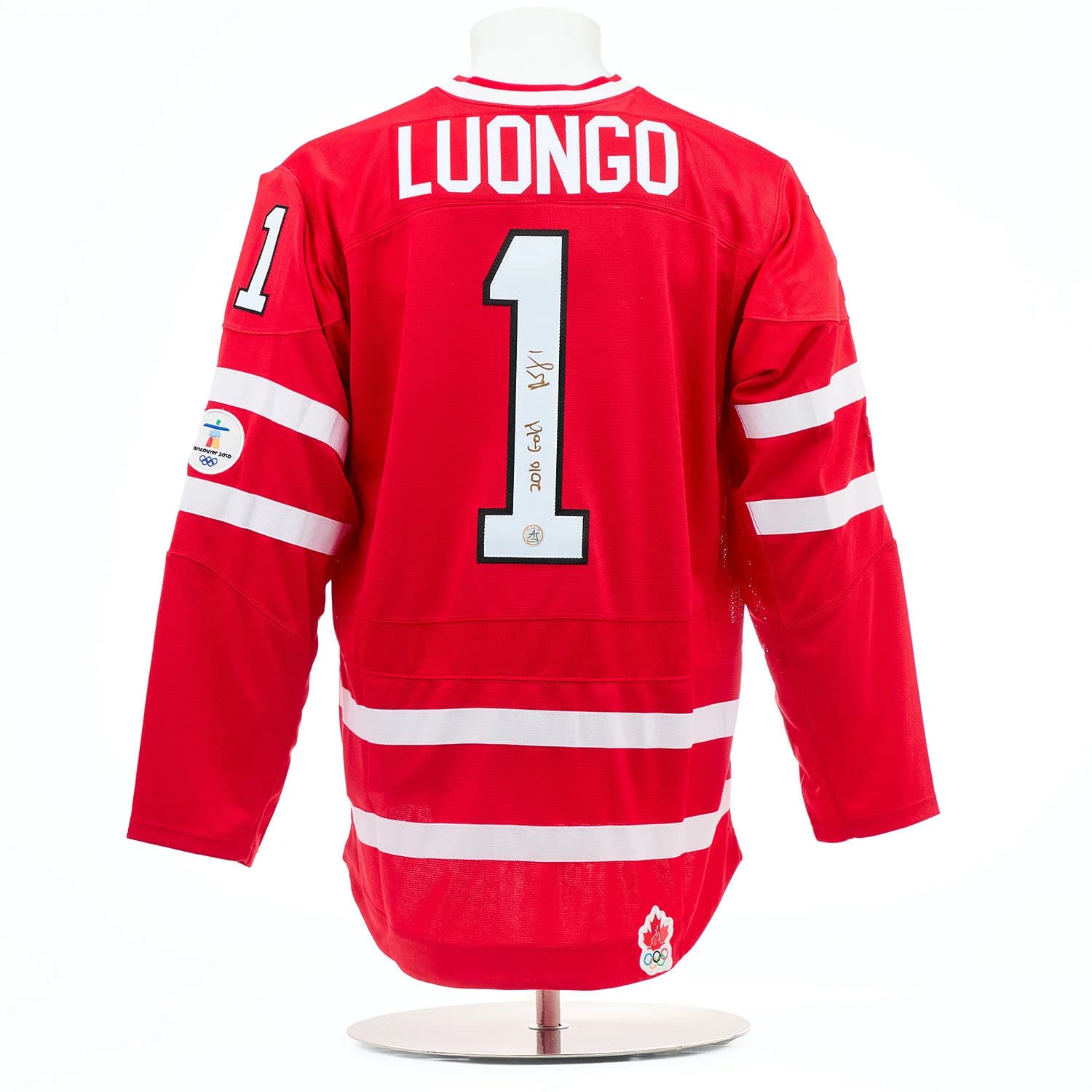 Roberto Luongo Team Canada Signed & Inscribed 2010 Olympic Gold Nike Jersey Roberto Luongo Jersey roberto-luongo-team-canada-inscribed-2010, supplier stock photo