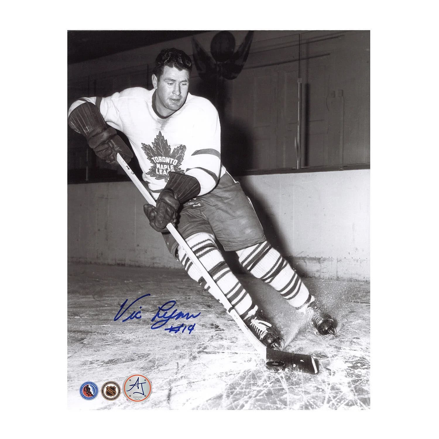Vic Lynn Autographed Toronto Maple Leafs Black and White 8x10 Photo Vic Lynn Photo 8x10-black-white, Toronto Maple Leafs, supplier stock photo