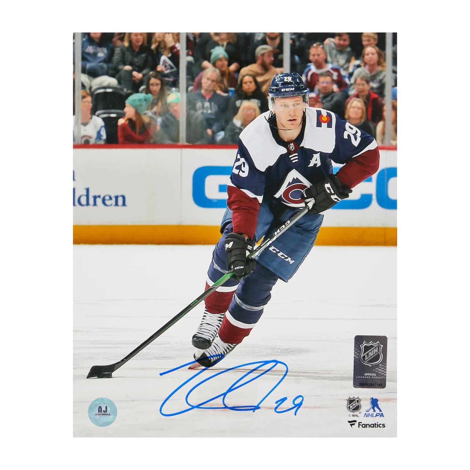 Nathan Mackinnon Signed Colorado Avalanche Puck Rush 8x10 Photo Nathan MacKinnon Puck 8x10-rush, Colorado Avalanche, supplier stock photo