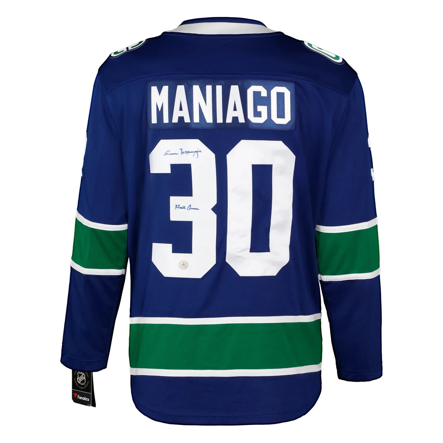 Cesare Maniago Signed Vancouver Canucks Fanatics Breakaway Jersey Cesare Maniago Jersey breakaway, Vancouver Canucks, supplier stock photo