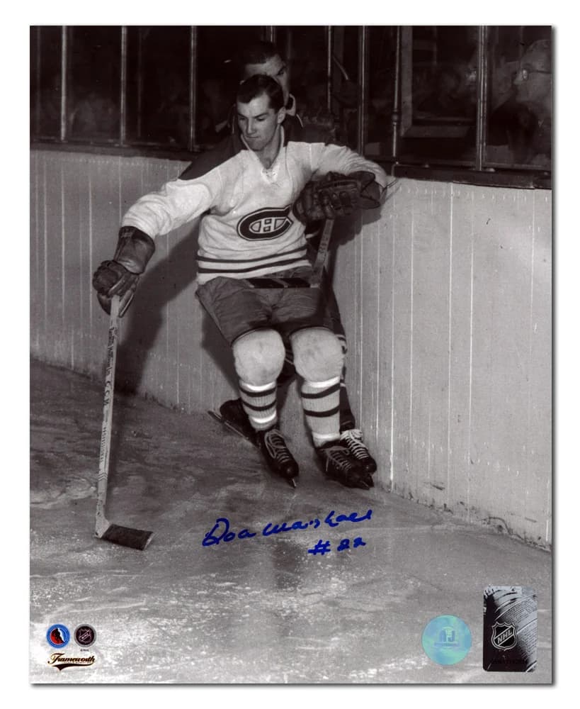 Don Marshall Autographed Montreal Canadiens Black & White Action 8x10 Photo Don Marshall Photo 8x10-black-white-action, Montreal Canadiens, supplier stock photo