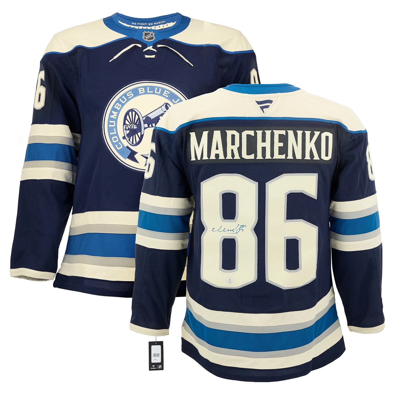 Kirill Marchenko Signed Columbus Blue Jackets Alt Cannon Fanatics Premium Jersey Kirill Marchenko Jersey alt-cannon-premium, Columbus Blue Jackets, view 3, supplier stock photo